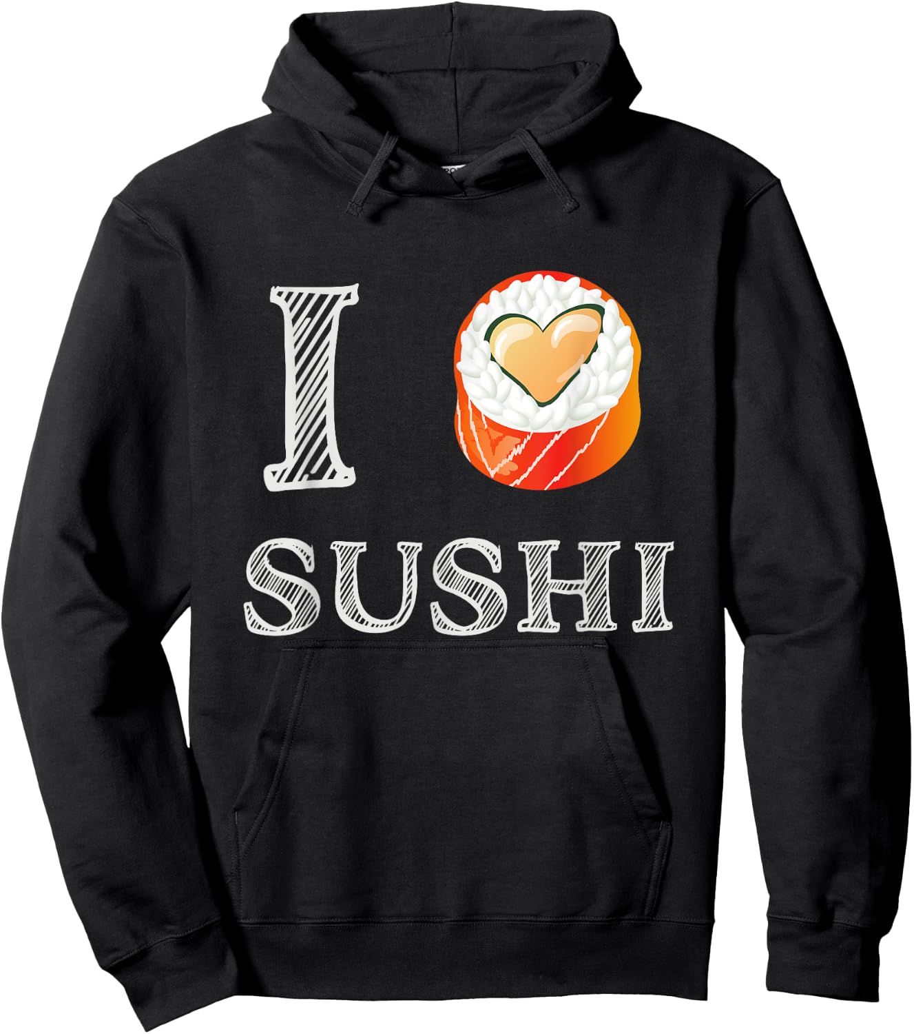 I Love Sushi - Cute Love Heart Japanese Food Hoodie - Hoodie | Black