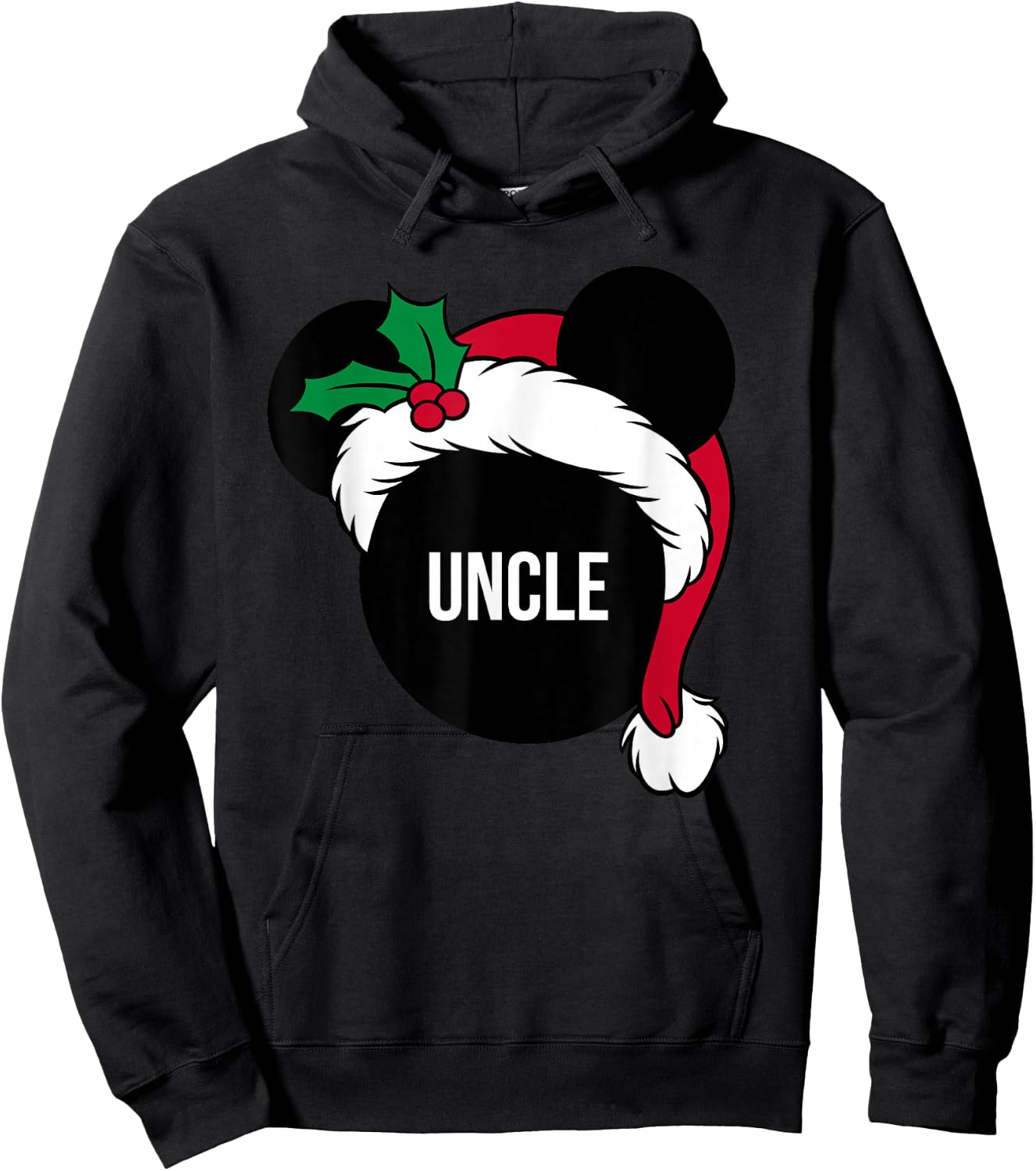 Disney Santa Hat Mickey Christmas Family Matching Uncle Hoodie - Hoodie | Black