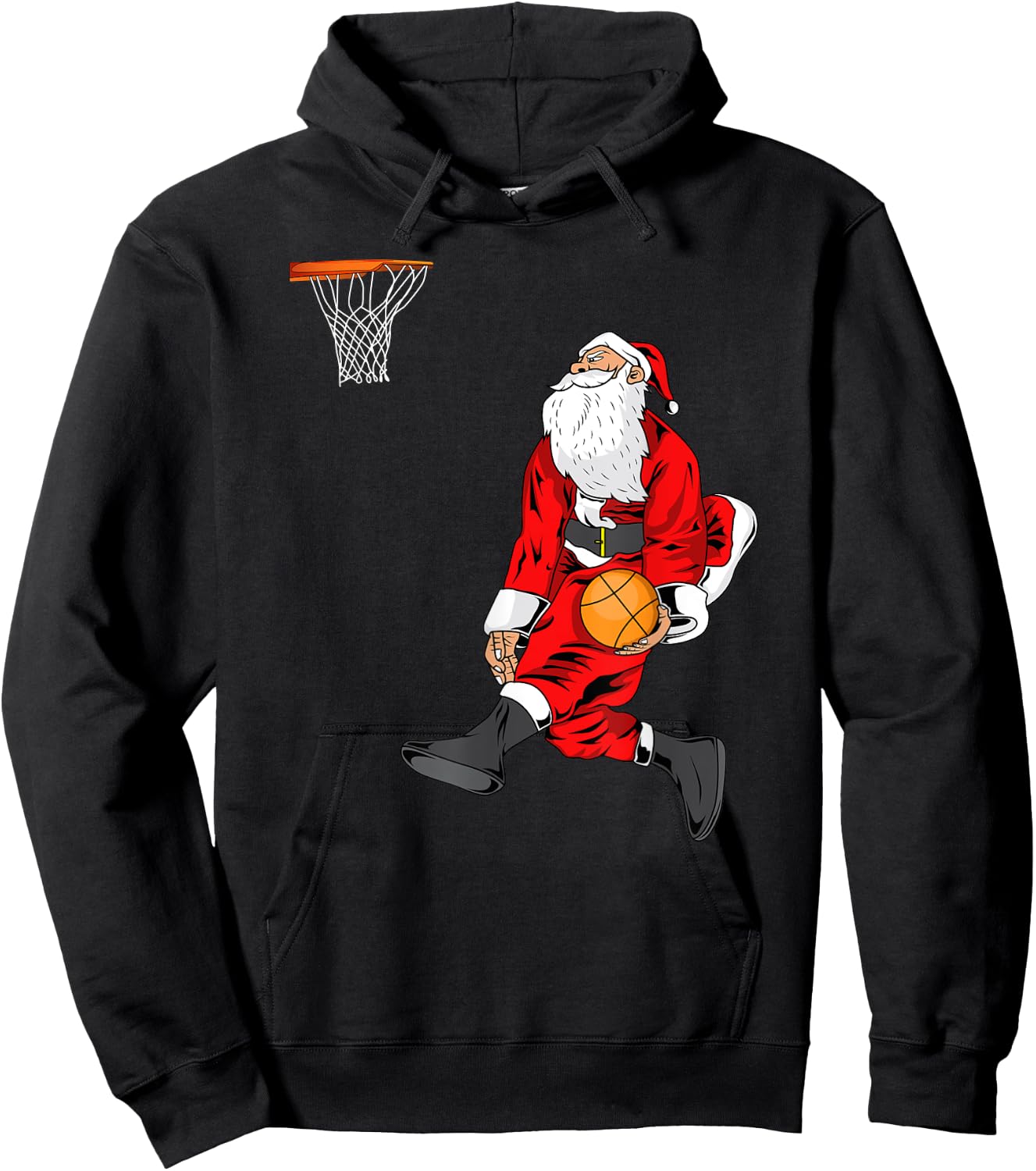 Santa Playing Basketball | Slam Dunk Christmas Gift Hoodie - Hoodie | Black