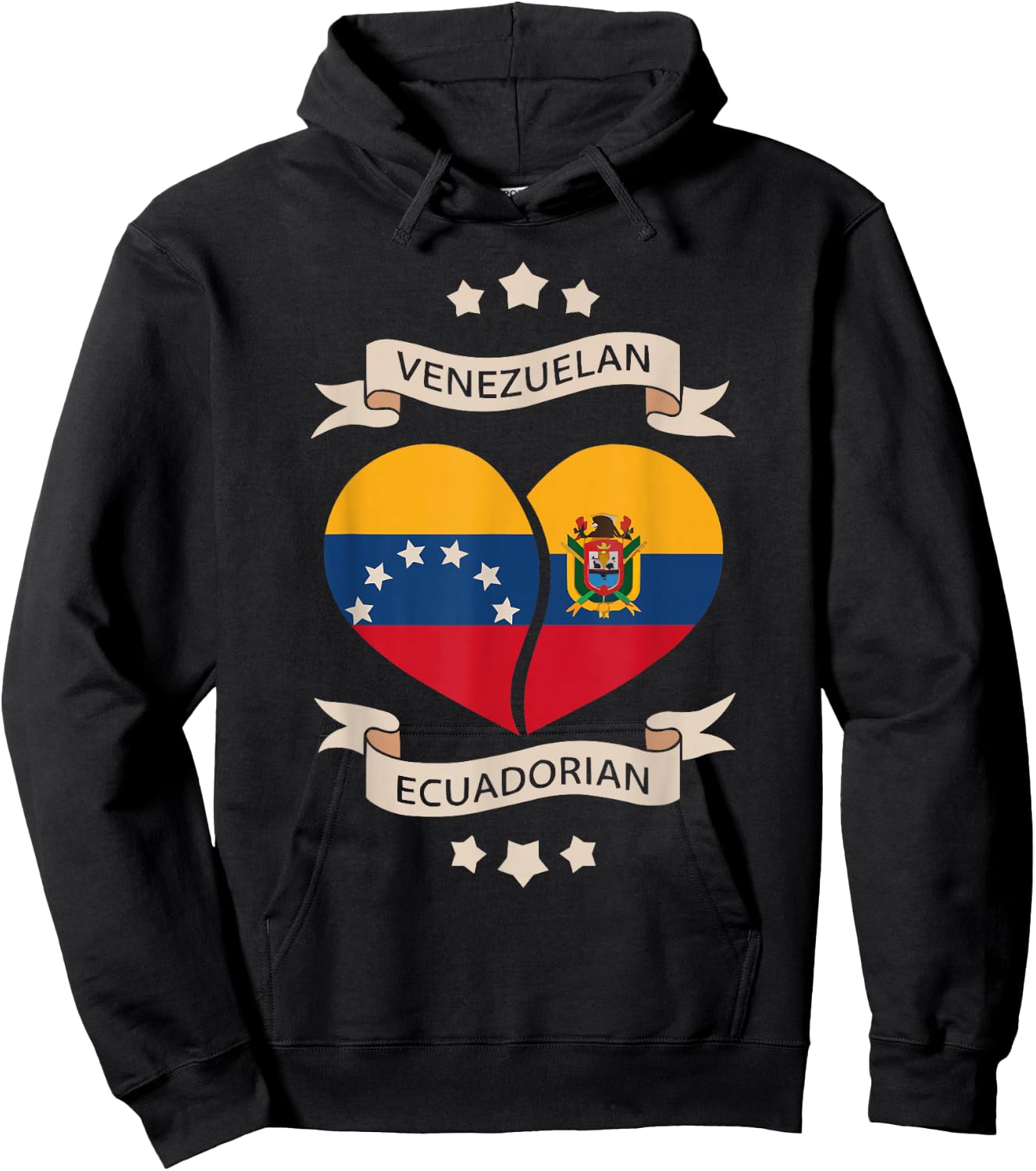 Half Venezuelan Half Ecuadorian Ecuador Flag Venezuela Hoodie - Hoodie | Black