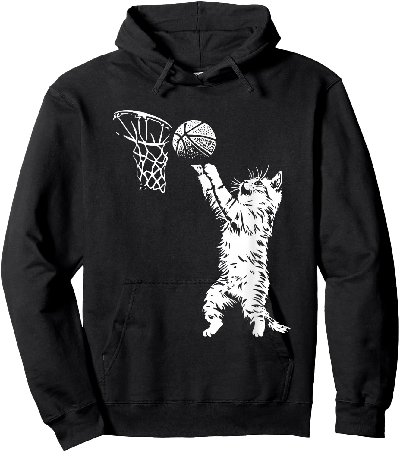 Funny Cat Basketball Graphic Women Kids Hoodie - Hoodie | Black
