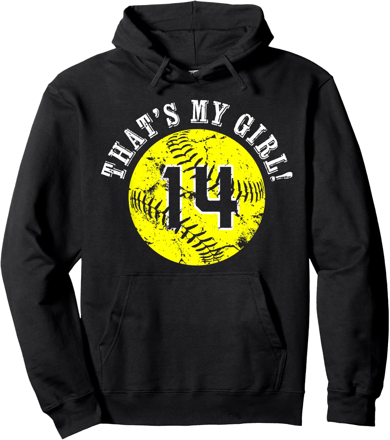 Unique That's My Girl #14 Softball Player Mom or Dad Gifts Hoodie - Hoodie | Black