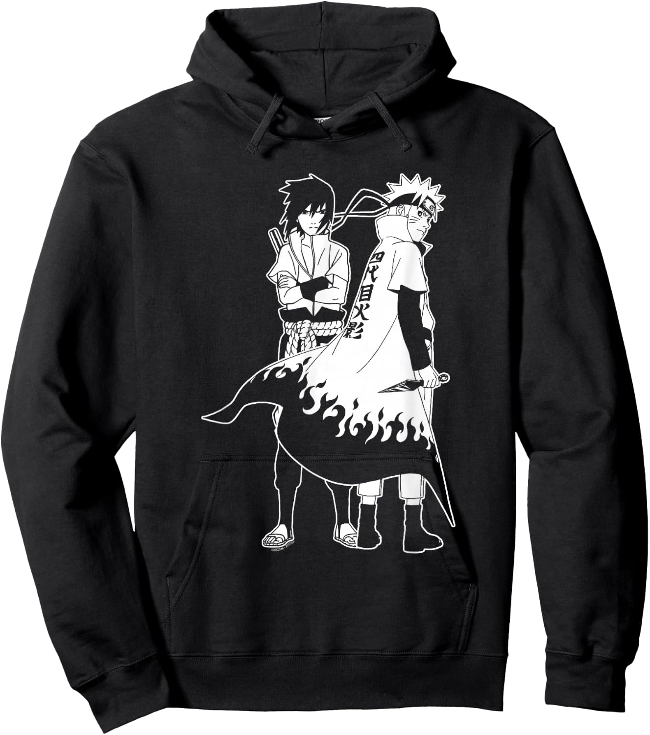 Naruto Shippuden Naruto and Sasuke Outline Anime Hoodie - Hoodie | Black