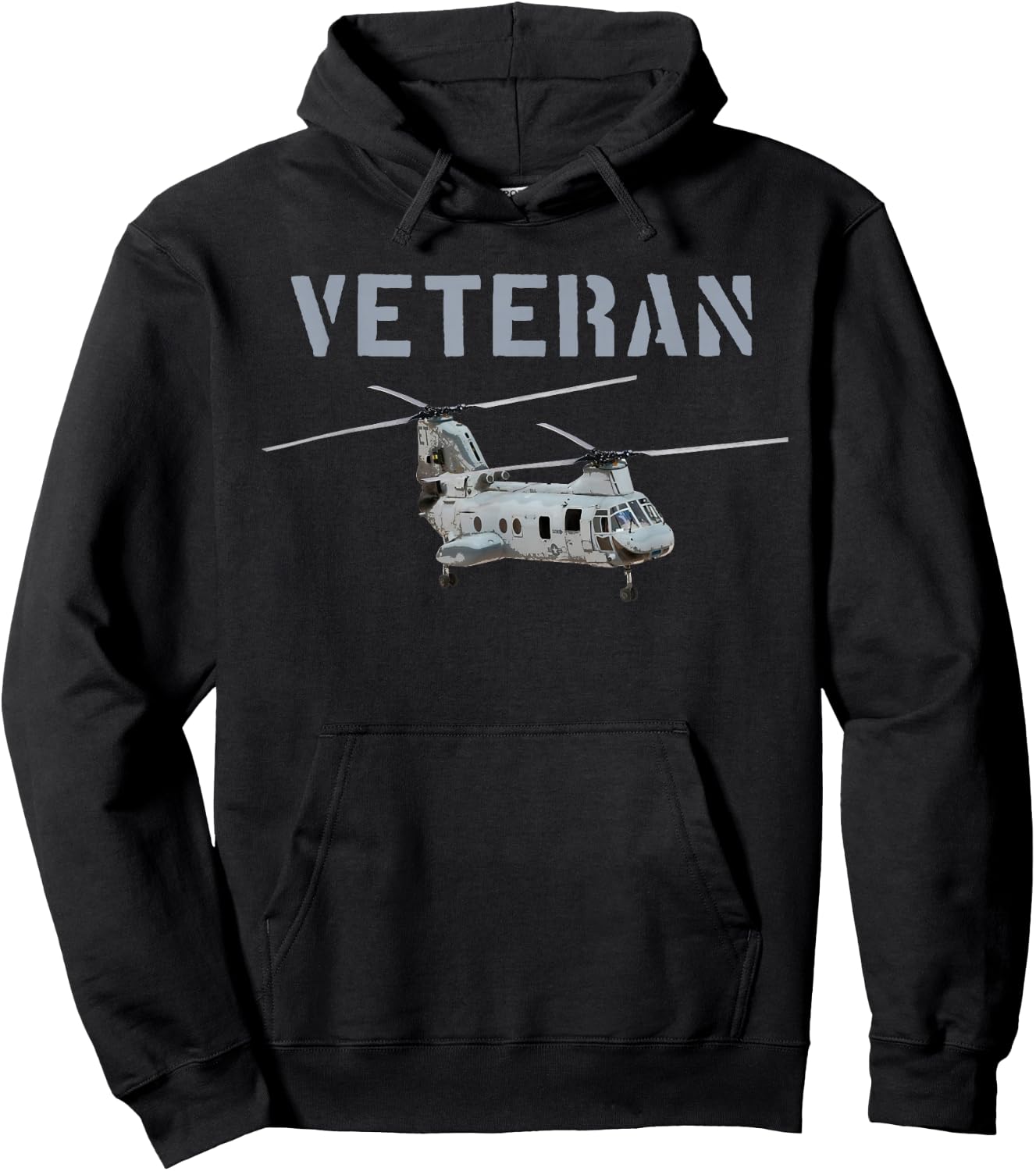 Veterans Ch-46 Sea Knight Helicopter Hoodie - Hoodie | Black
