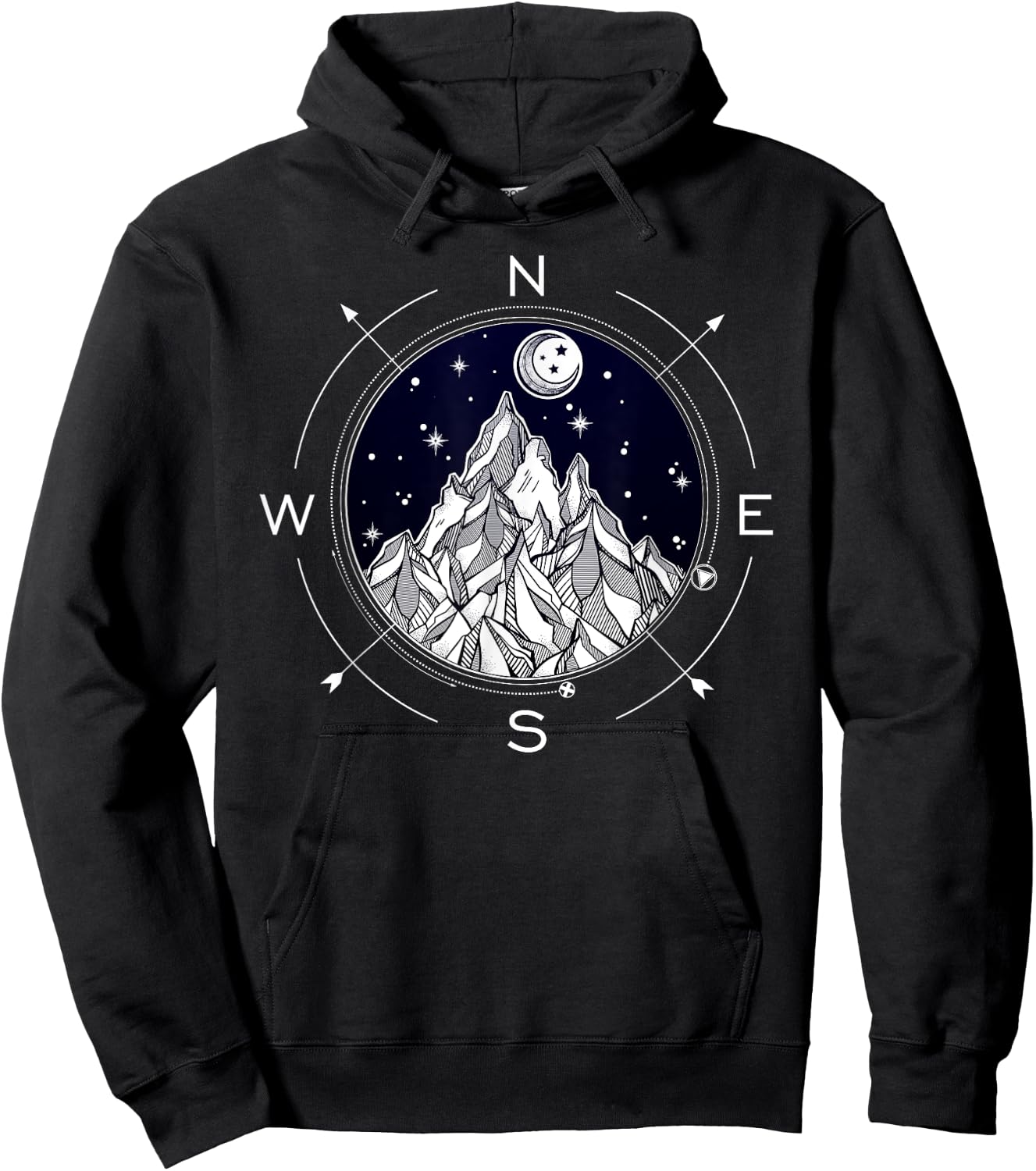 Great Outdoors Wanderlust - Boho Mountain Compass Hoodie - Hoodie | Black