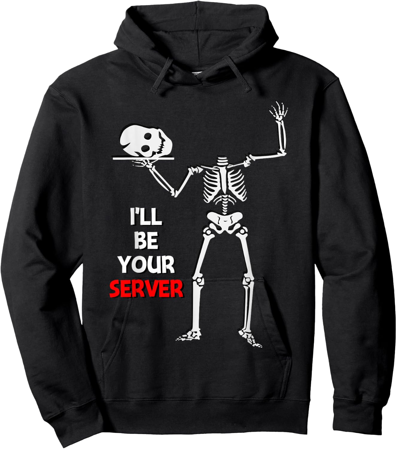 Funny Waitress Waiter Server Halloween Skeleton Hoodie - Hoodie | Black