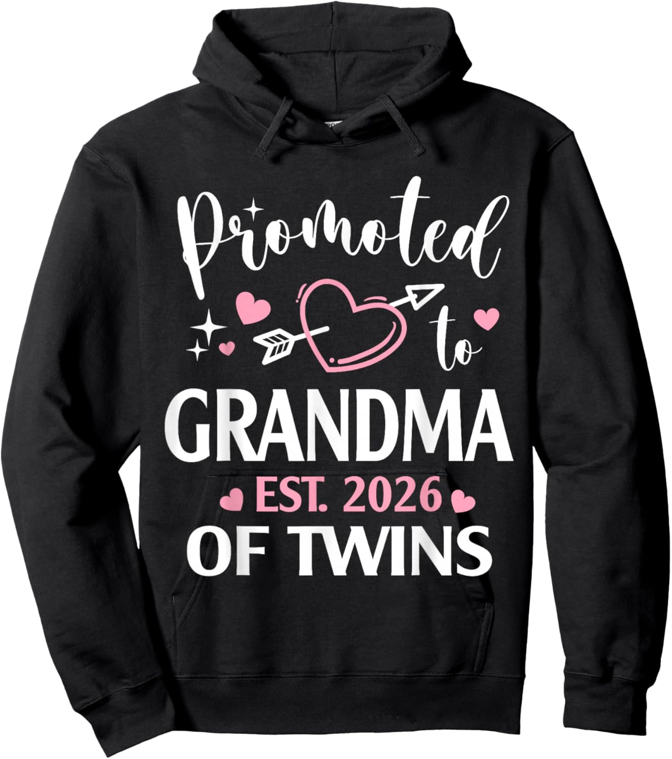 Promoted to Grandma of Twins Est 2026 Arrow Heart Hoodie - Hoodie | Black