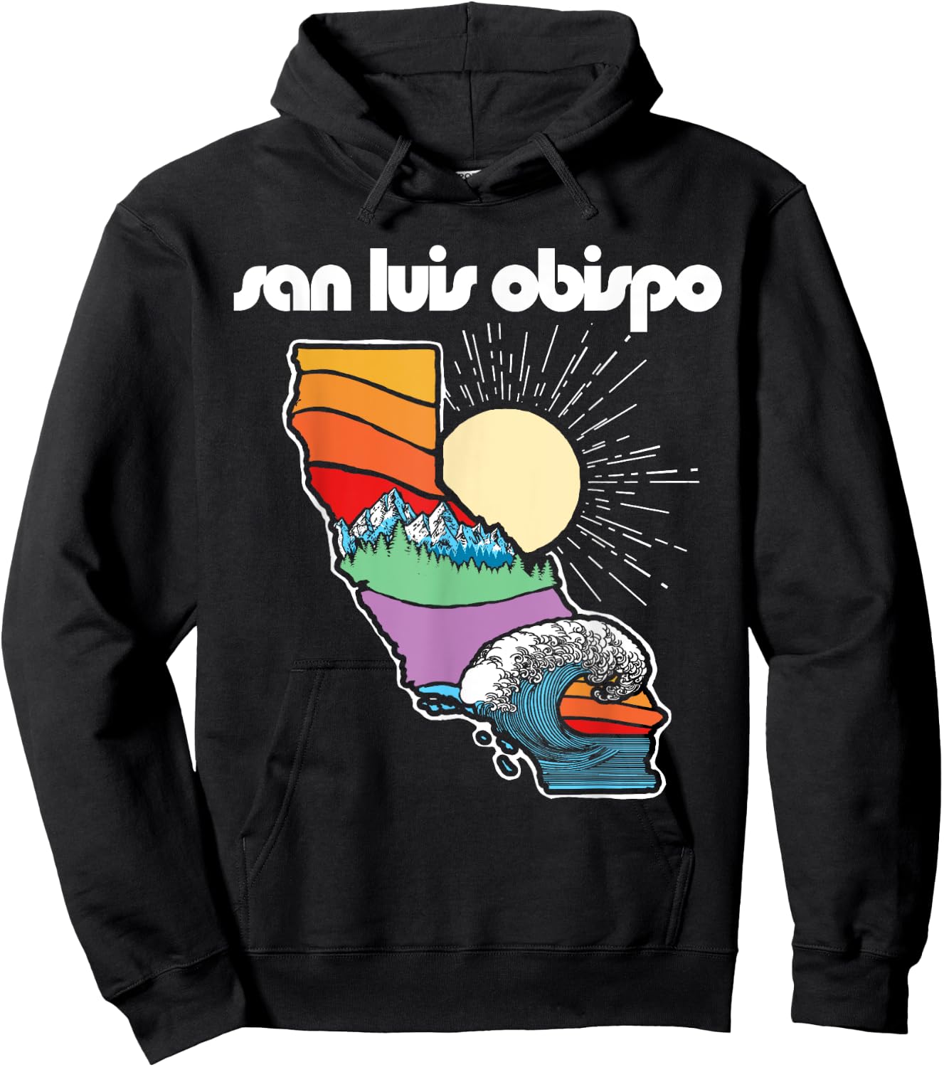 San Luis Obispo California Outdoors Retro Nature Graphic Hoodie - Hoodie | Black