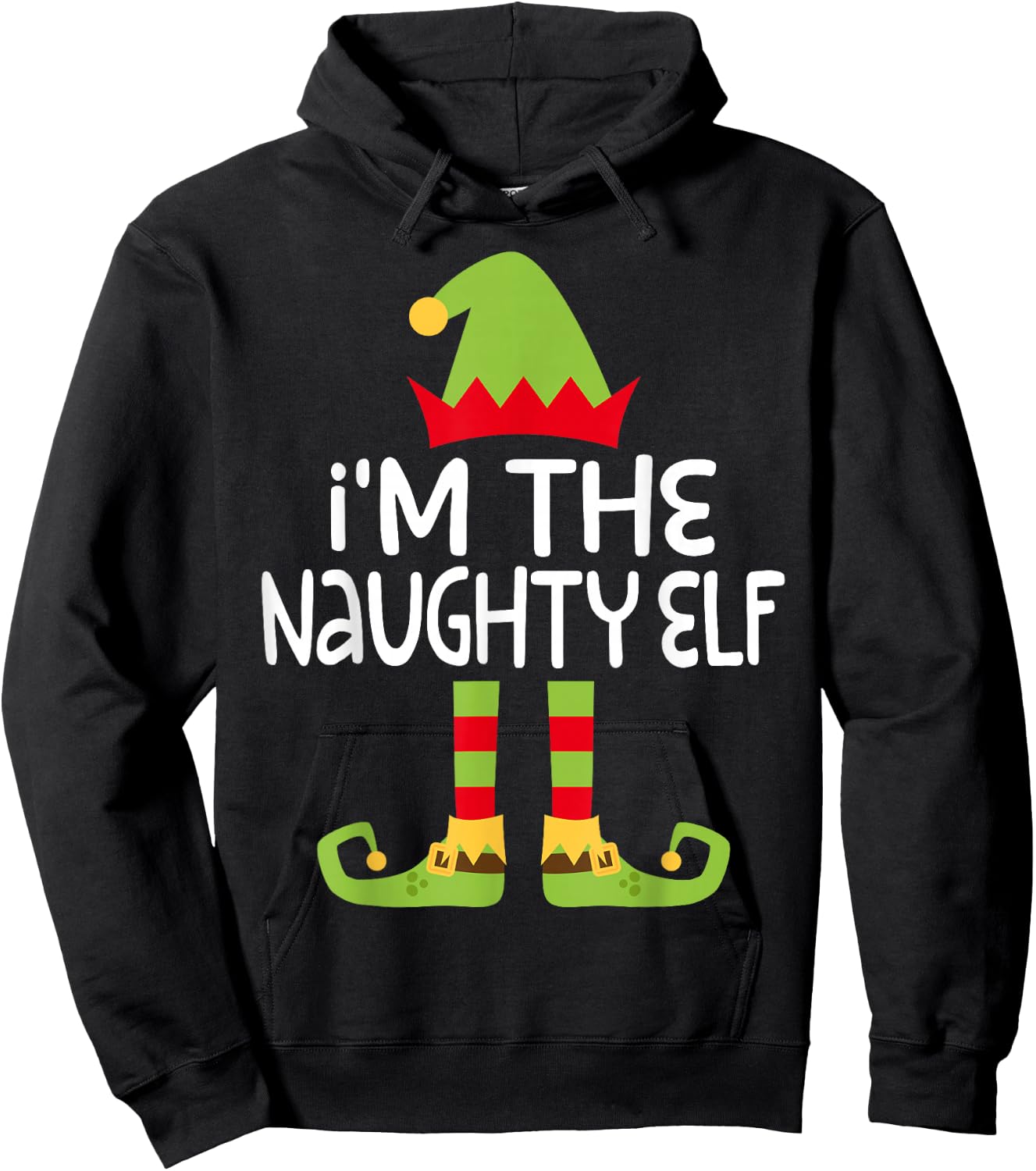 I'm The Naughty Elf Shirt Adult Kids Matching Christmas Elf Hoodie - Hoodie | Black