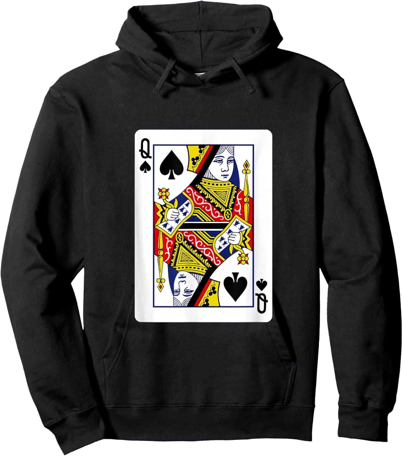 Queen of Spades Playing Cards Hoodie - Hoodie | Black