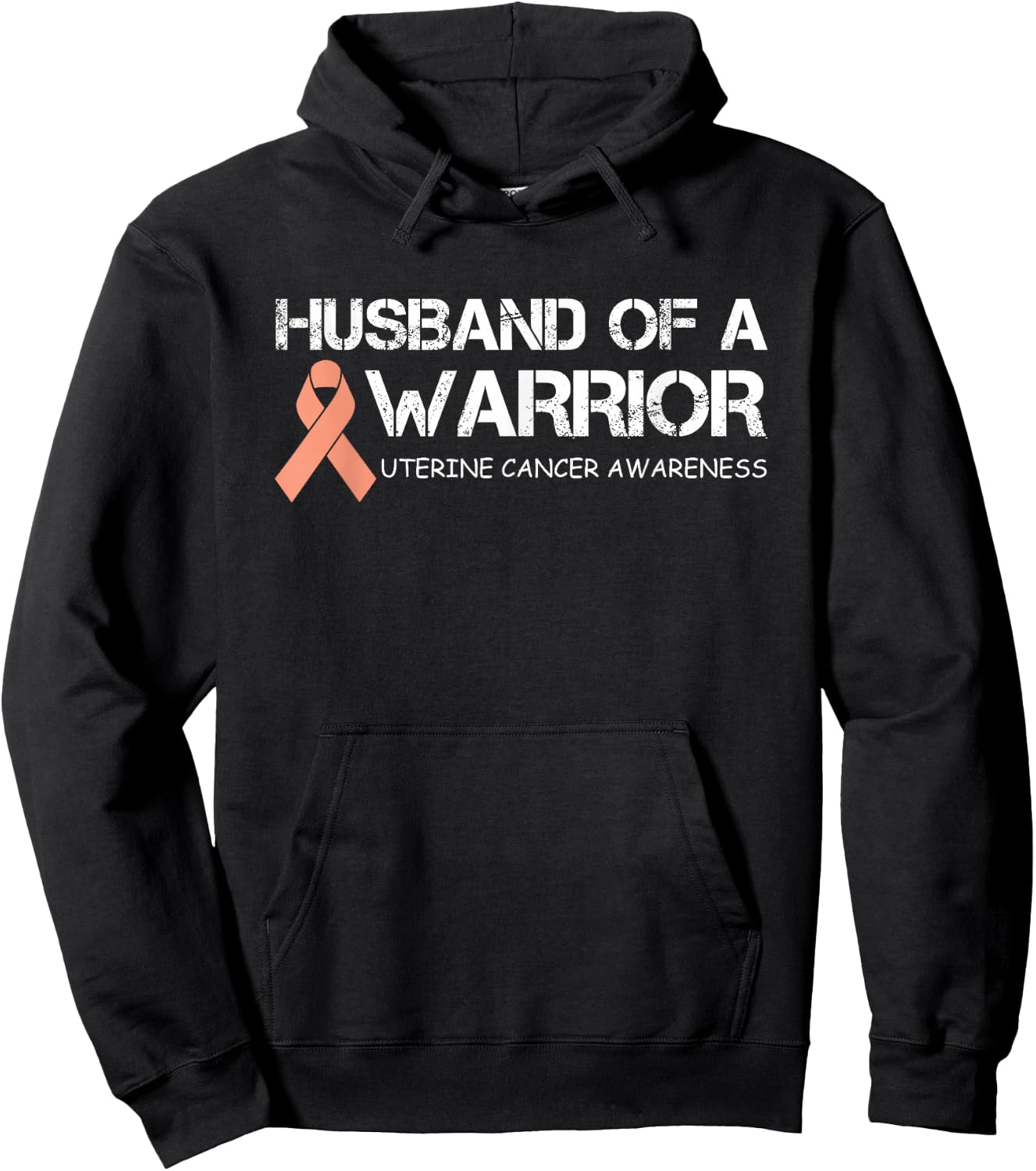 Husband Of A Warrior Uterine Cancer Awareness Hoodie - Hoodie | Black