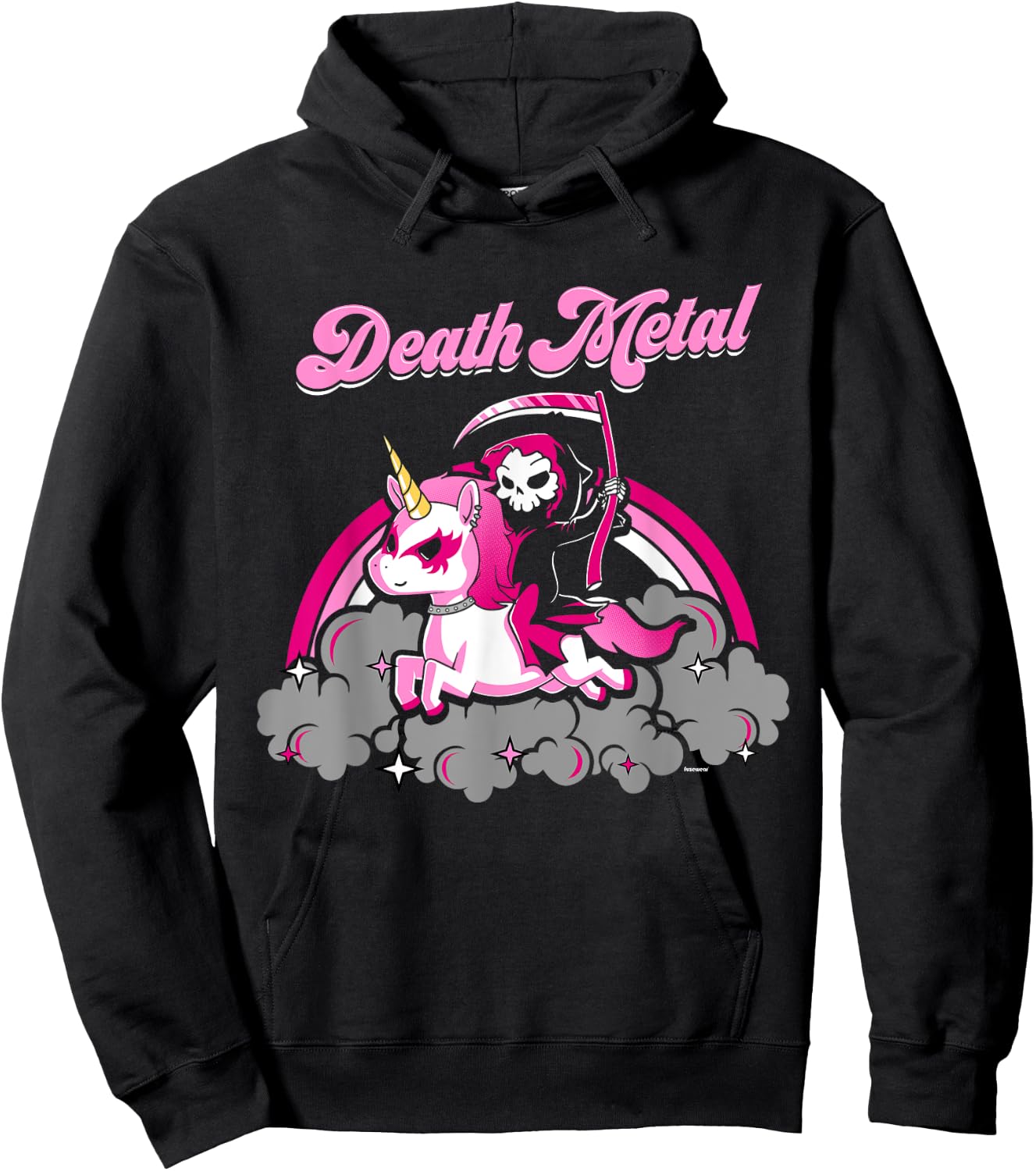 Unicorn Death Metal Rocker Go To Hell Shirt Pink Hoodie - Hoodie | Black