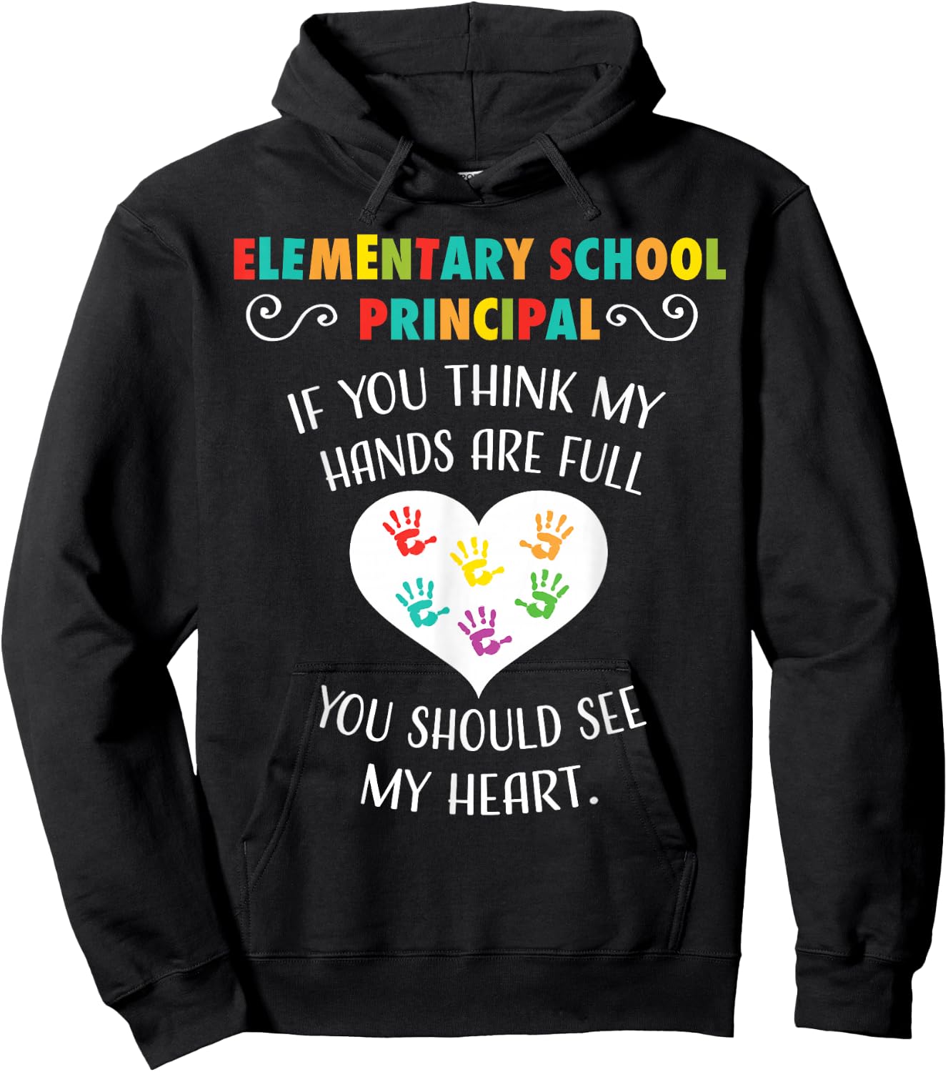 Elementary School Principal Appreciation Heart Hoodie - Hoodie | Black