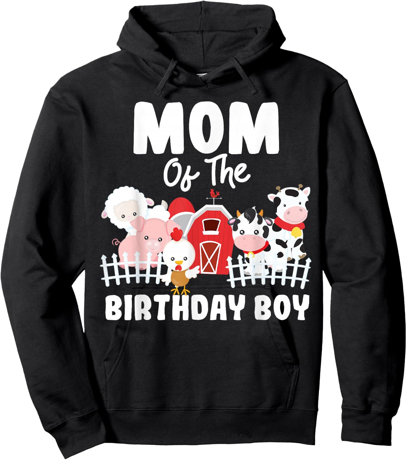Mom Of The Birthday Boy Farm Animals Birthday Party Hoodie - Hoodie | Black