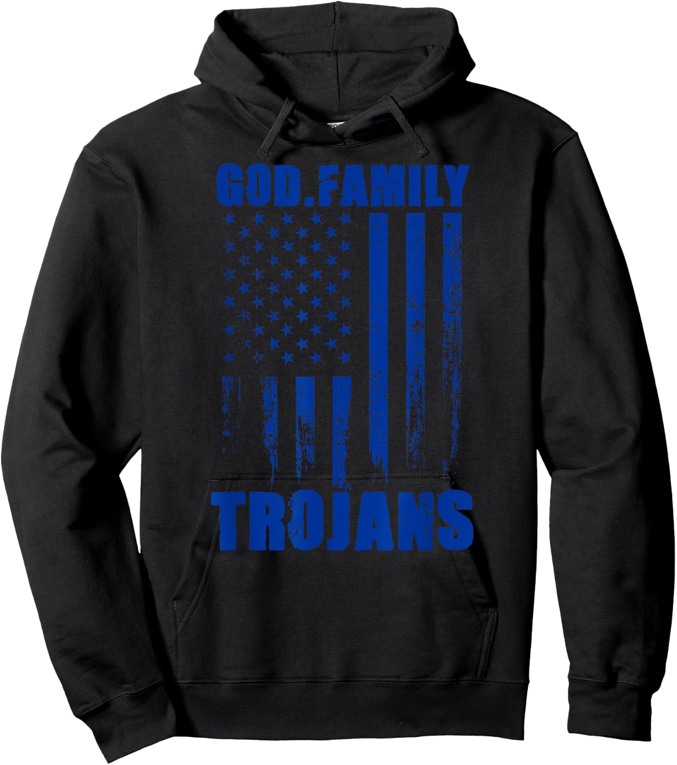 James Island Charter Trojans God. Family. Vintage USA Flag Hoodie - Hoodie | Black