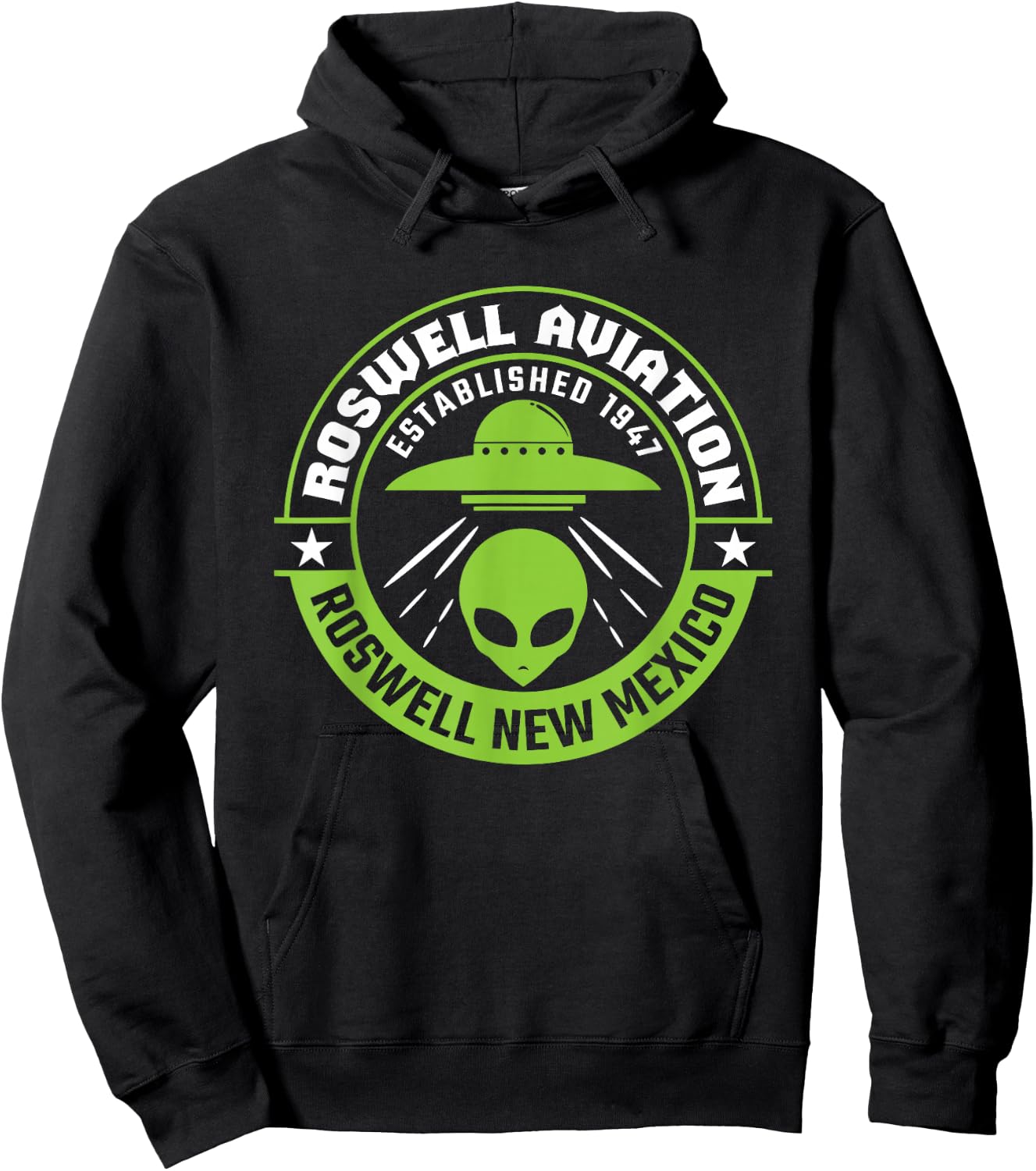 Roswell Aviation Established 1947 Alien Hoodie - Hoodie | Black