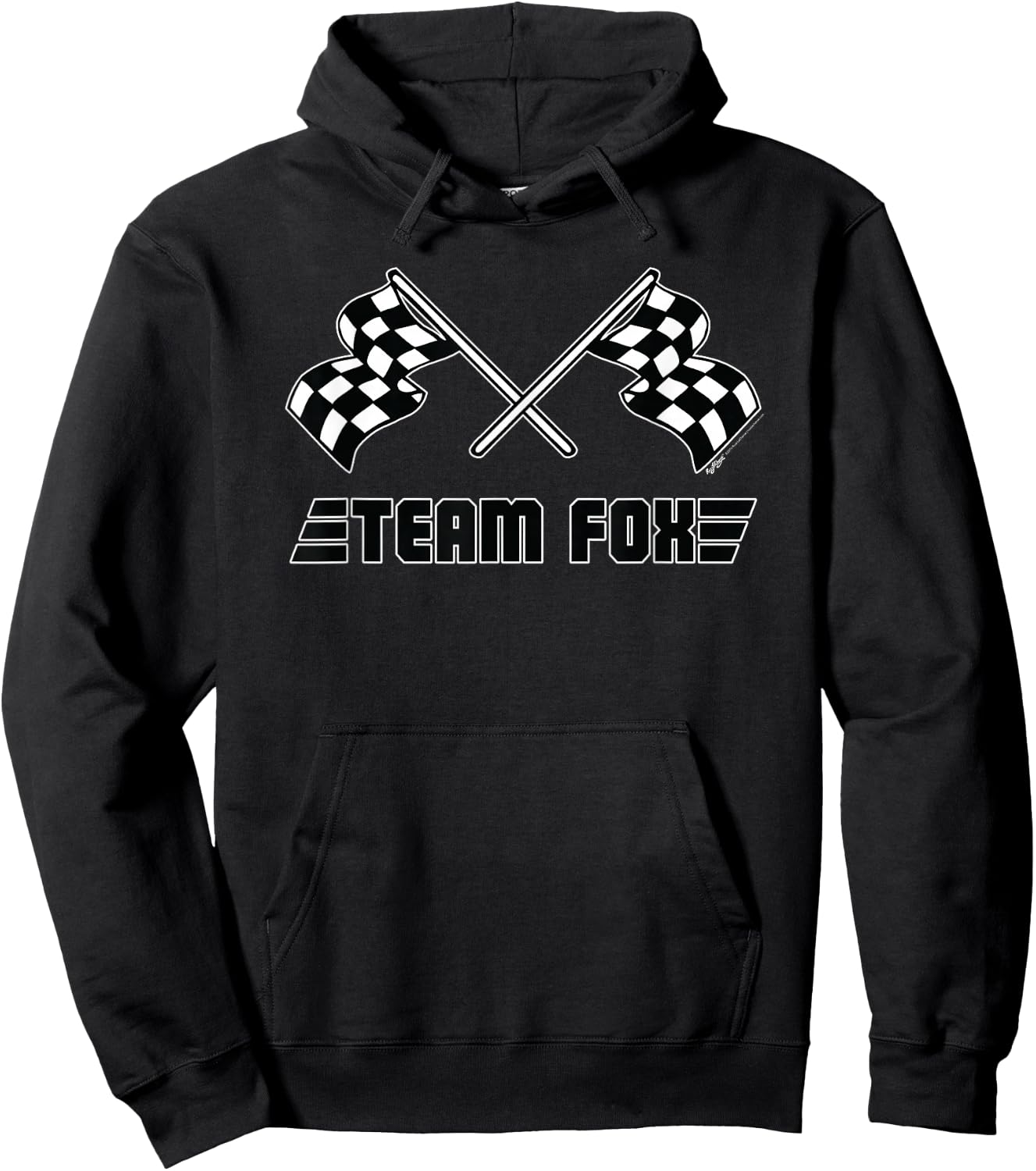 Team Fox Family Name Checkered Flag Racing Hoodie - Hoodie | Black