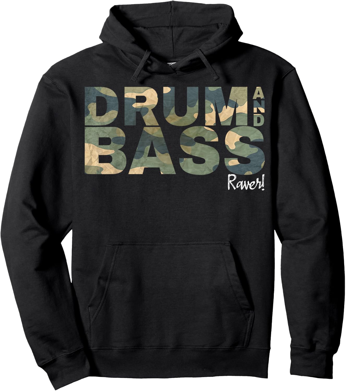 Drum And Bass Raver DNB Jungle Music Love Camo Drum And Bass Hoodie - Hoodie | Black