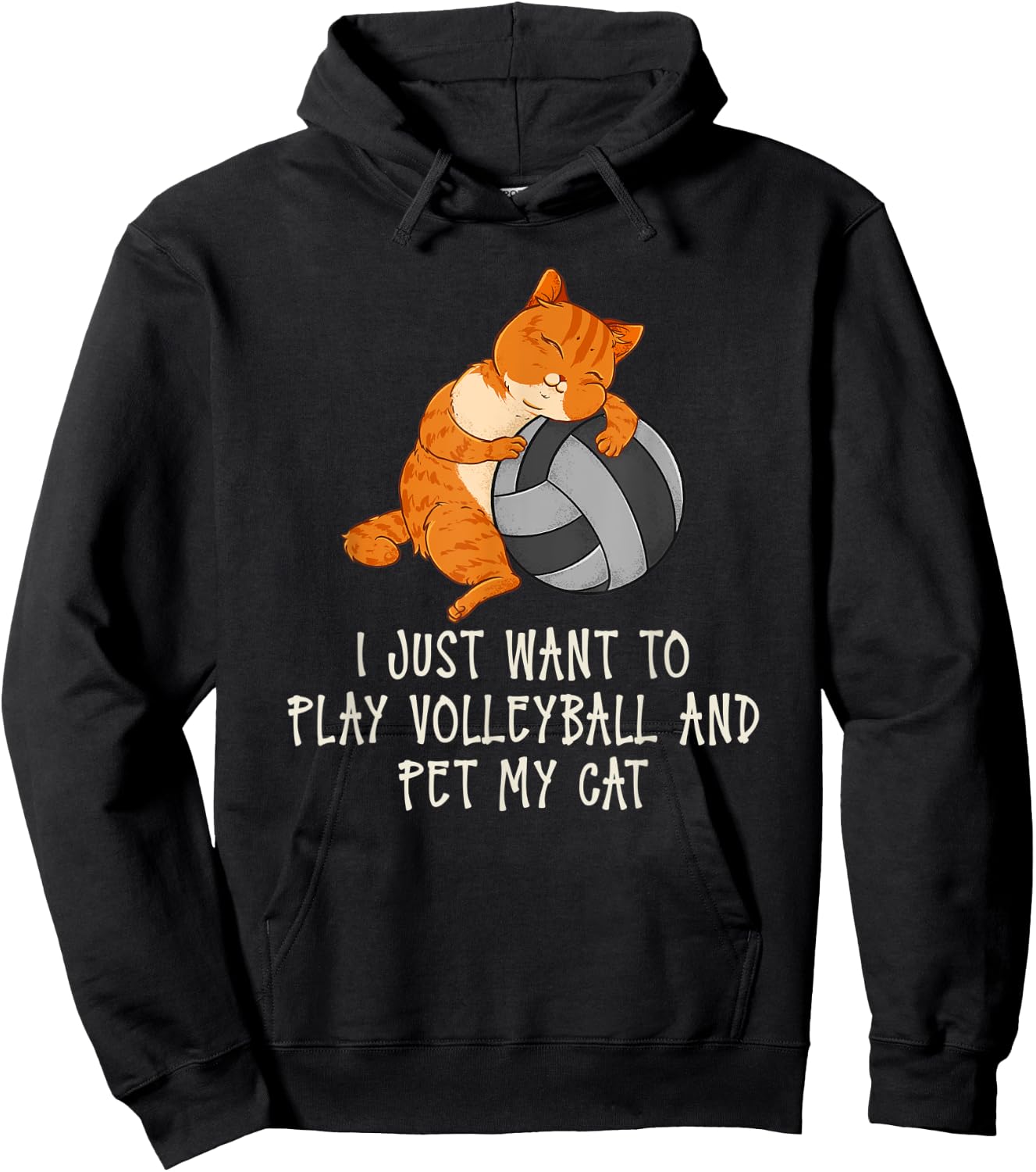 I Just Want To Play Volleyball And Pet My Cat Hoodie - Hoodie | Black
