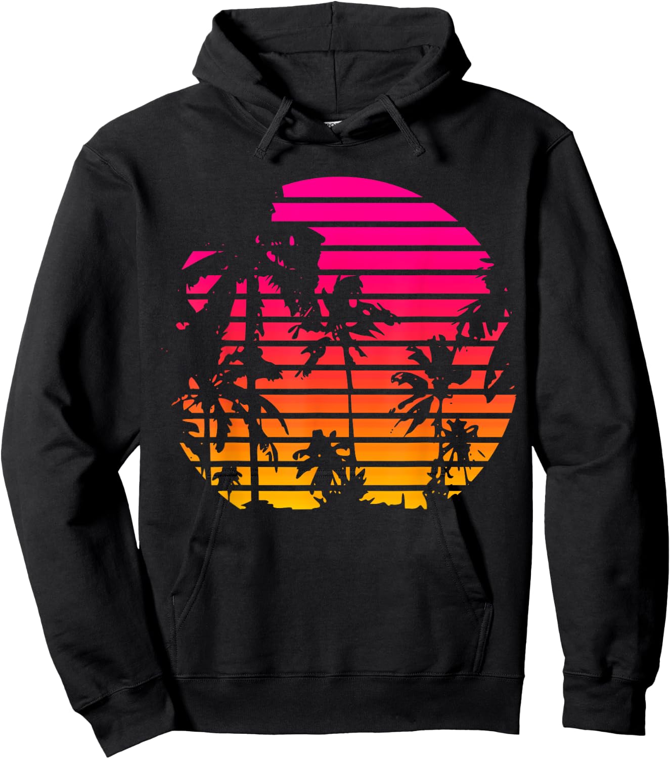 1980's Summer Tropical Beach Palm Tree Sunset Women Girls Kids Hoodie - Hoodie | Black