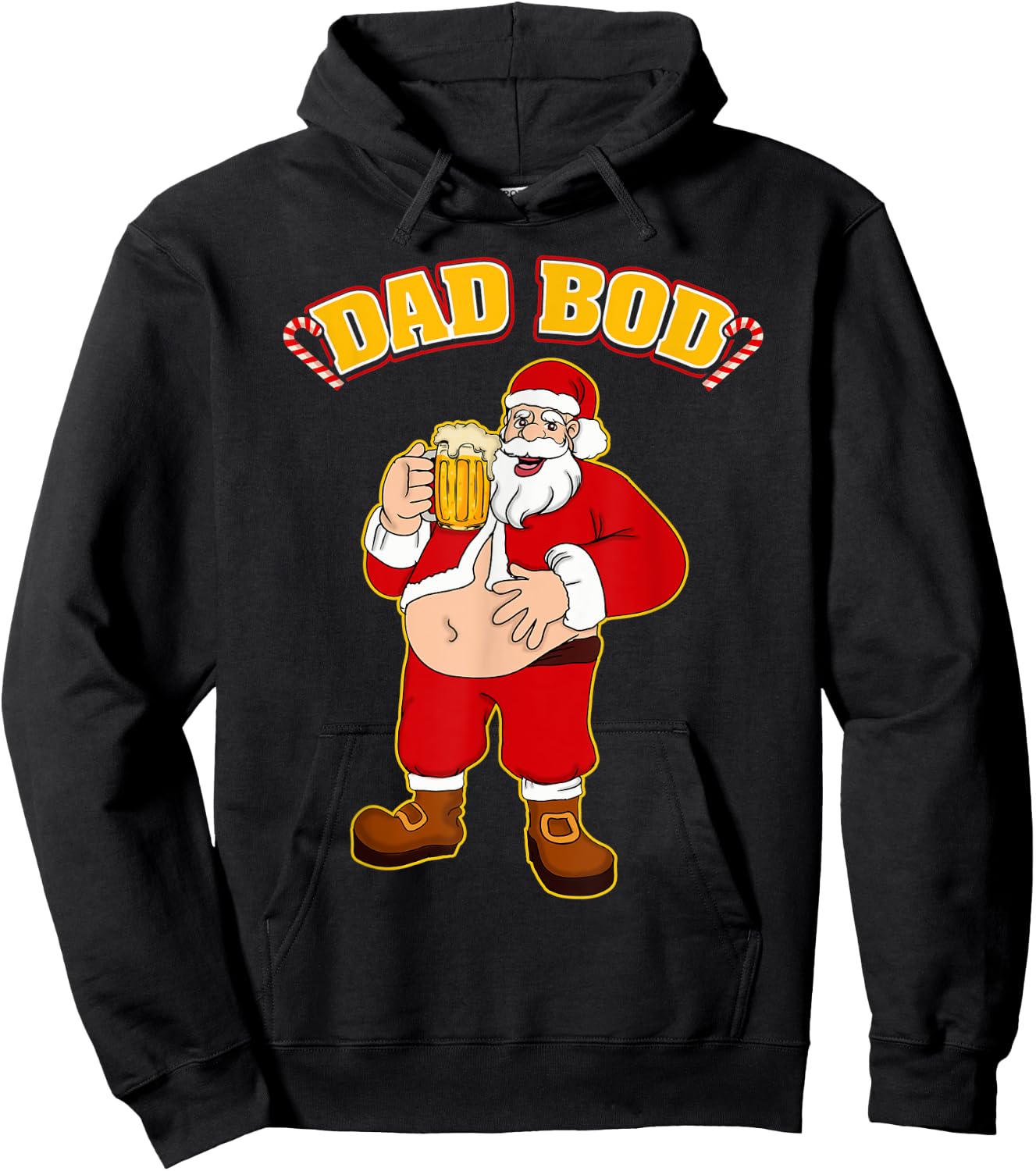 Santa Belly DAD BOD Funny Christmas Beer Belly Hoodie - Hoodie | Black