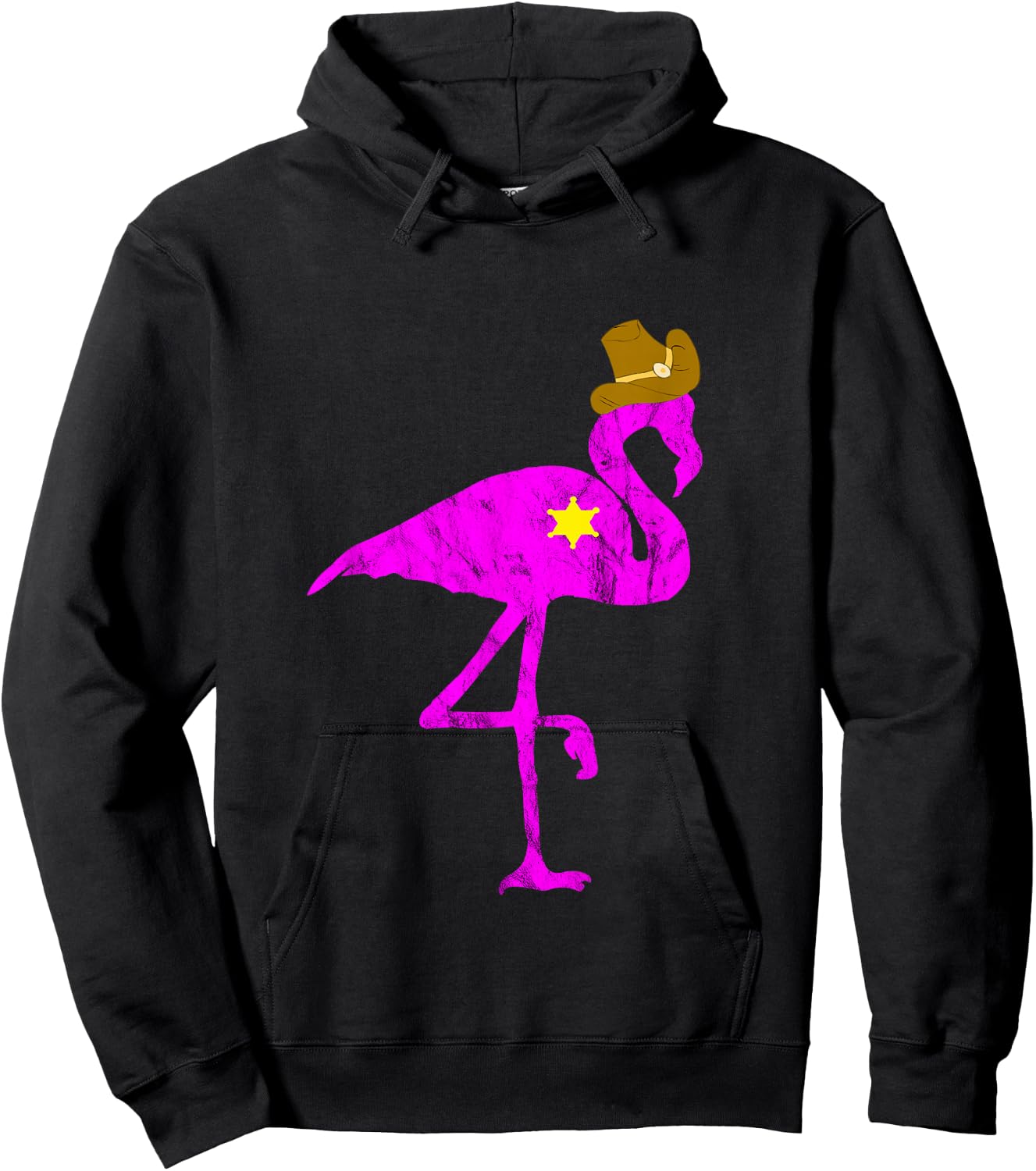 Cowboy Flamingo Exotic Bird Flamazing Sheriff Rancher Hoodie - Hoodie | Black