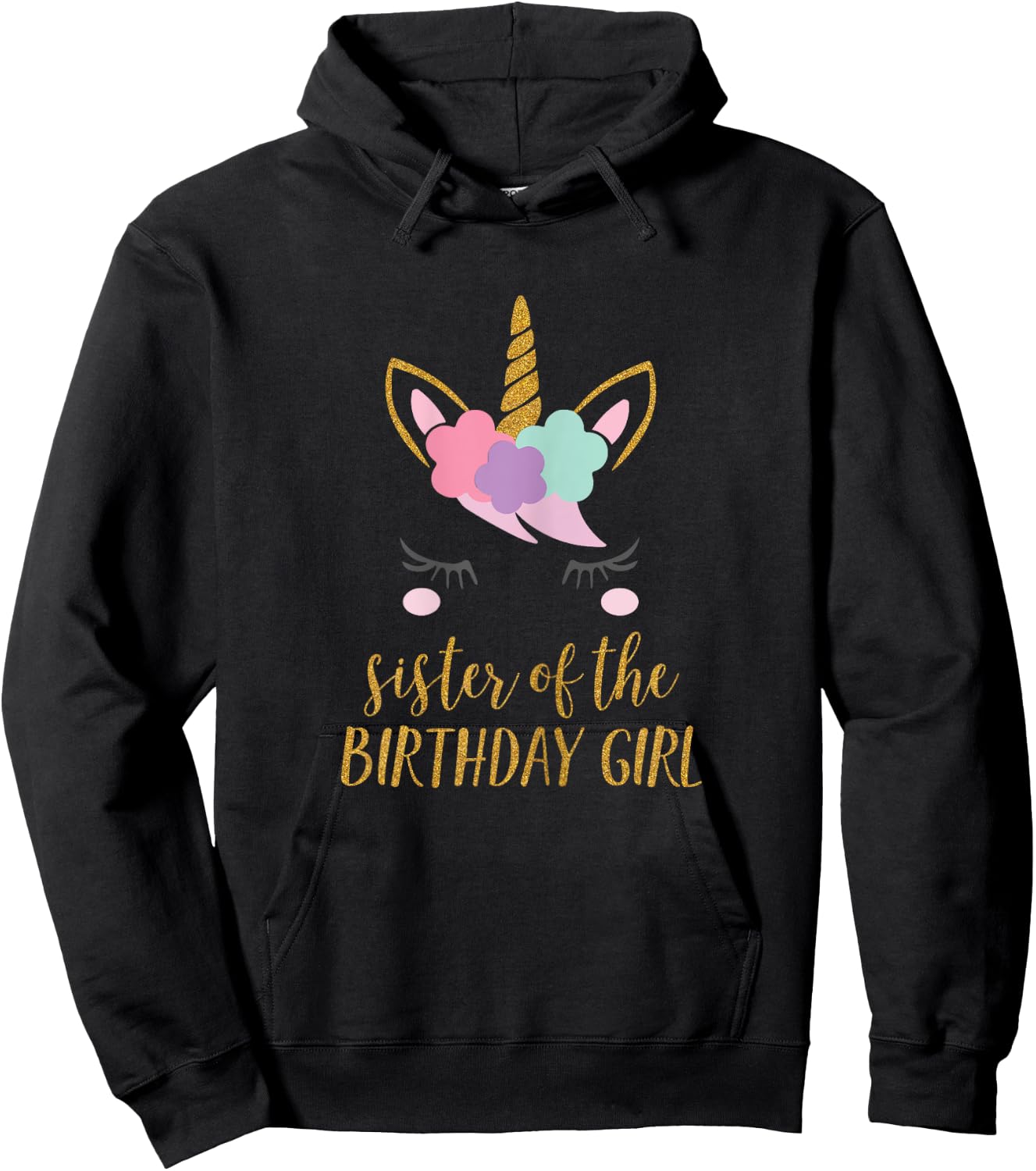 Cute Unicorn Sister Shirt, Sister of the Birthday Girl Hoodie - Hoodie | Black