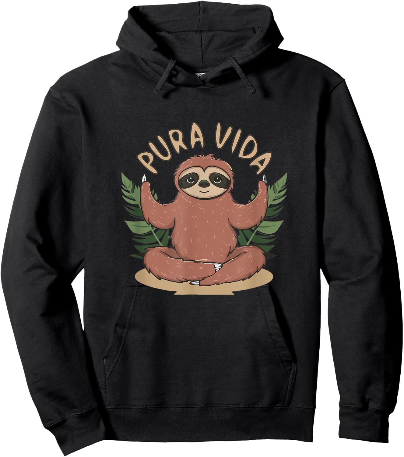 Pura Vida Costa Rica Yogi Sloth Meditation - Costa Rican Hoodie - Hoodie | Black