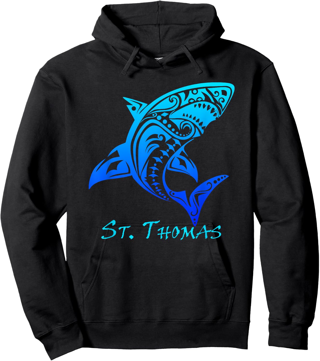 St. Thomas Tribal Shark Polynesian Tattoo Style Vacation Hoodie - Hoodie | Black