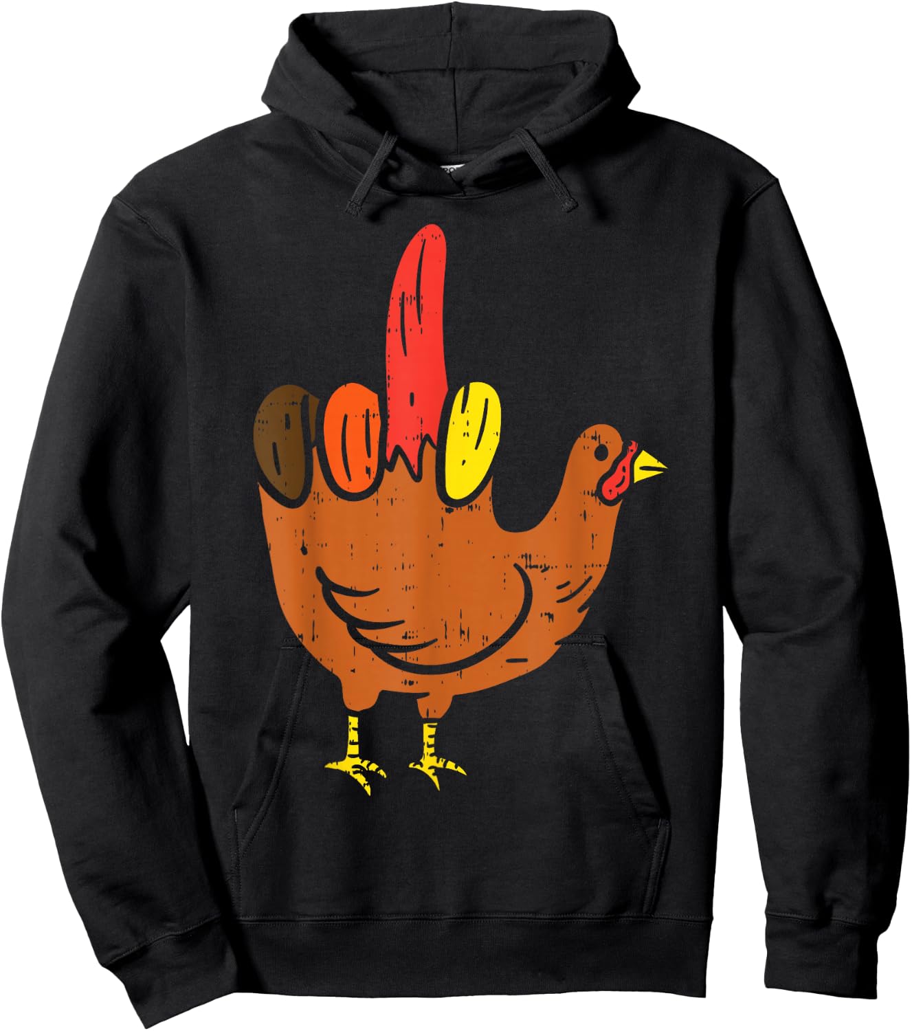 Middle Finger Hand Turkey Funny Offensive Thanksgiving Gift Hoodie - Hoodie | Black