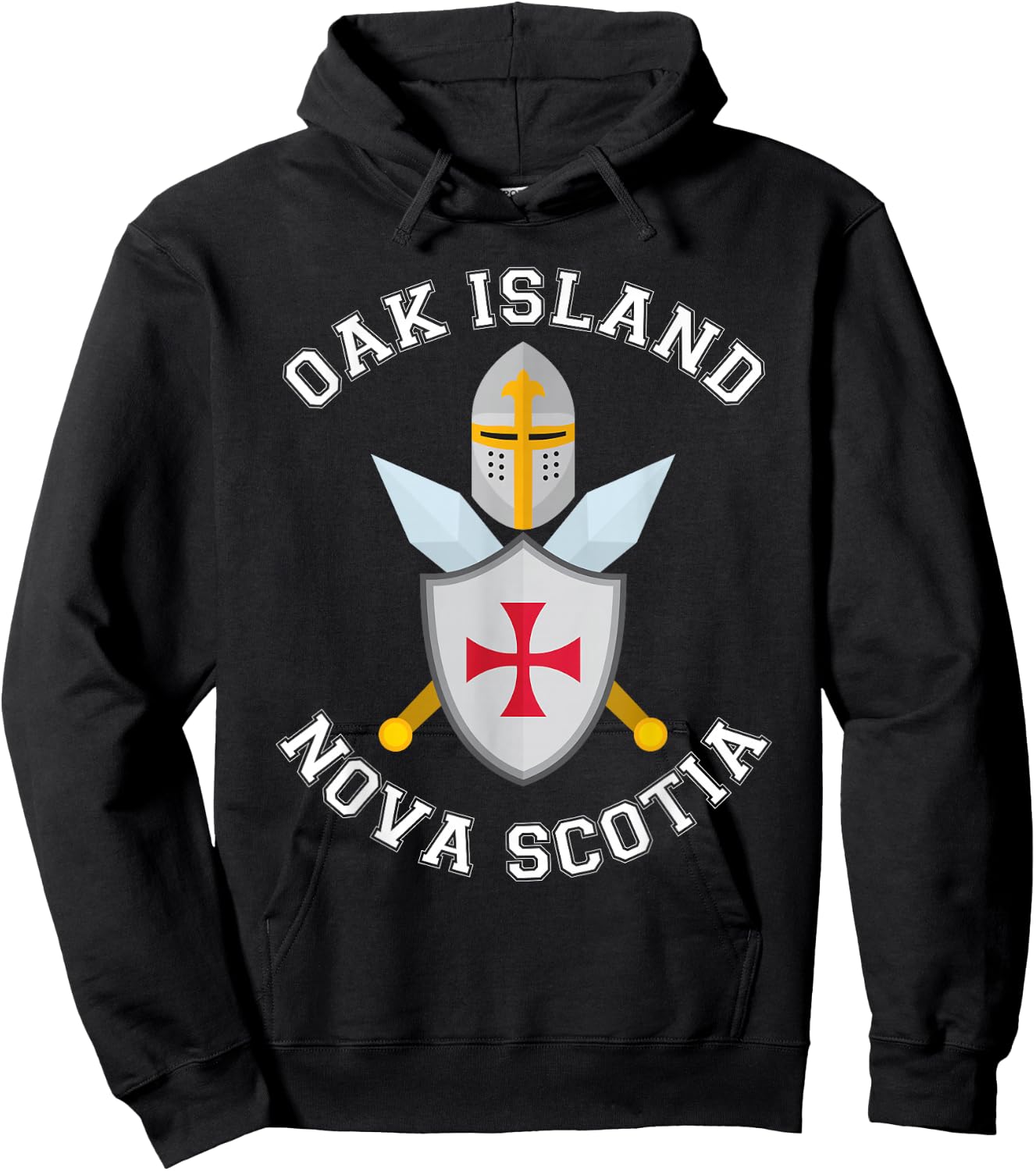 Oak Island Nova Scotia Shield and Helmet Hoodie - Hoodie | Black