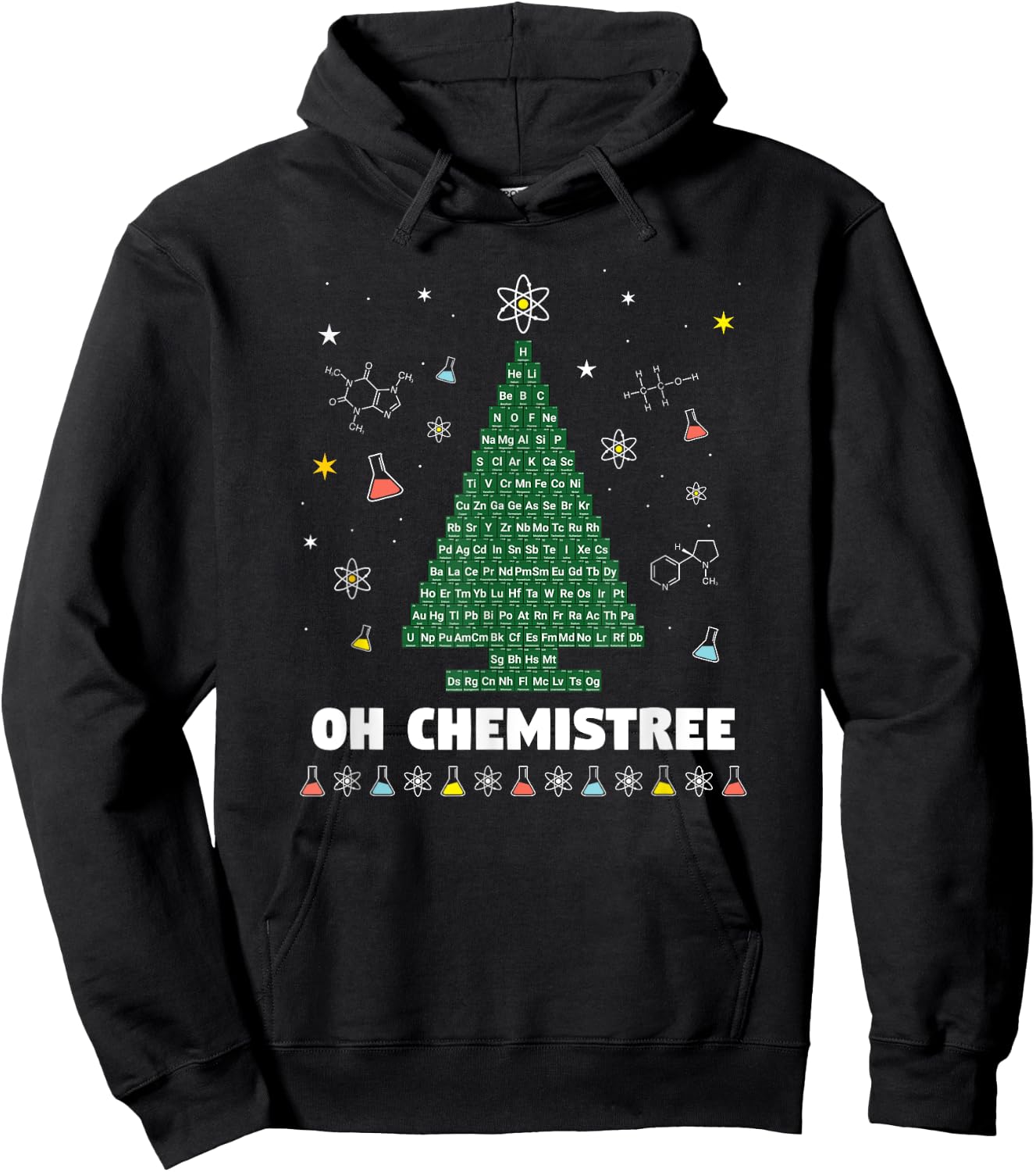 OH CHEMISTREE Periodic Table Chemistry Christmas Tree Hoodie - Hoodie | Black