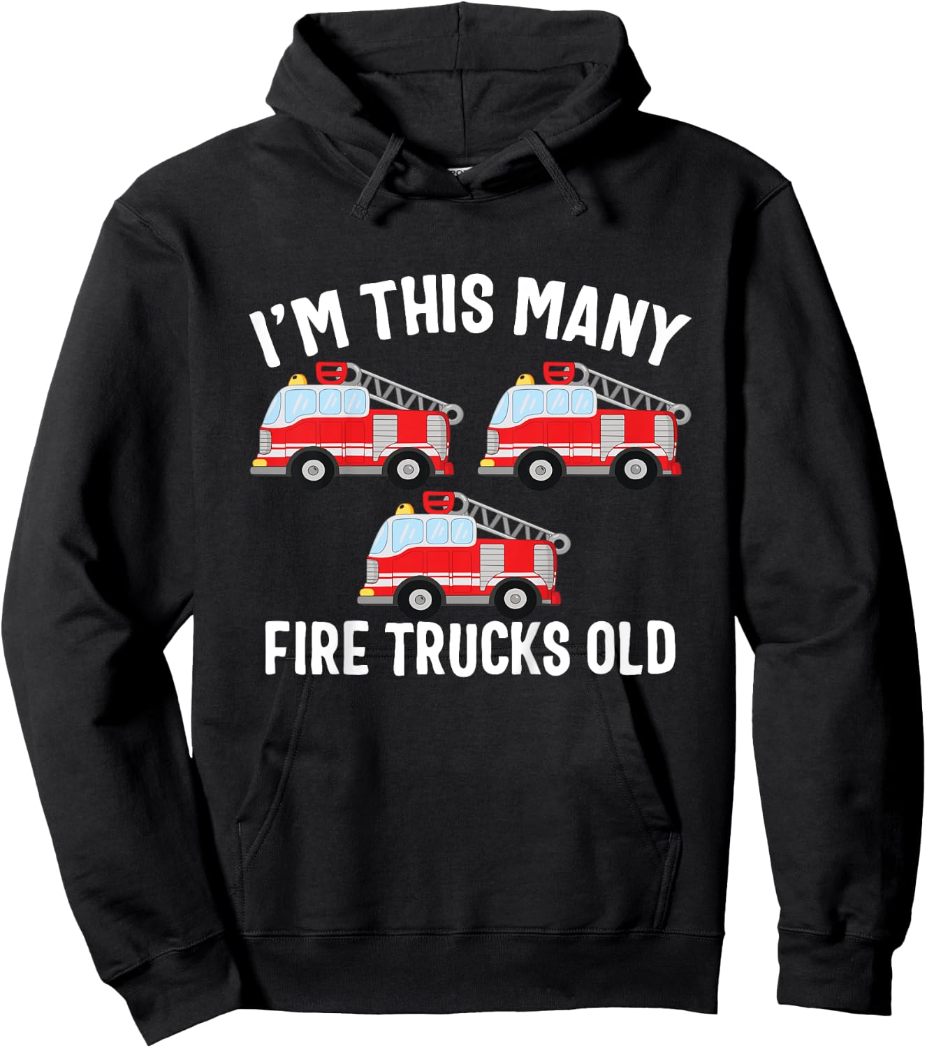 3 Year Old Firefighter Birthday Party Fire Truck 3rd Gift Hoodie - Hoodie | Black