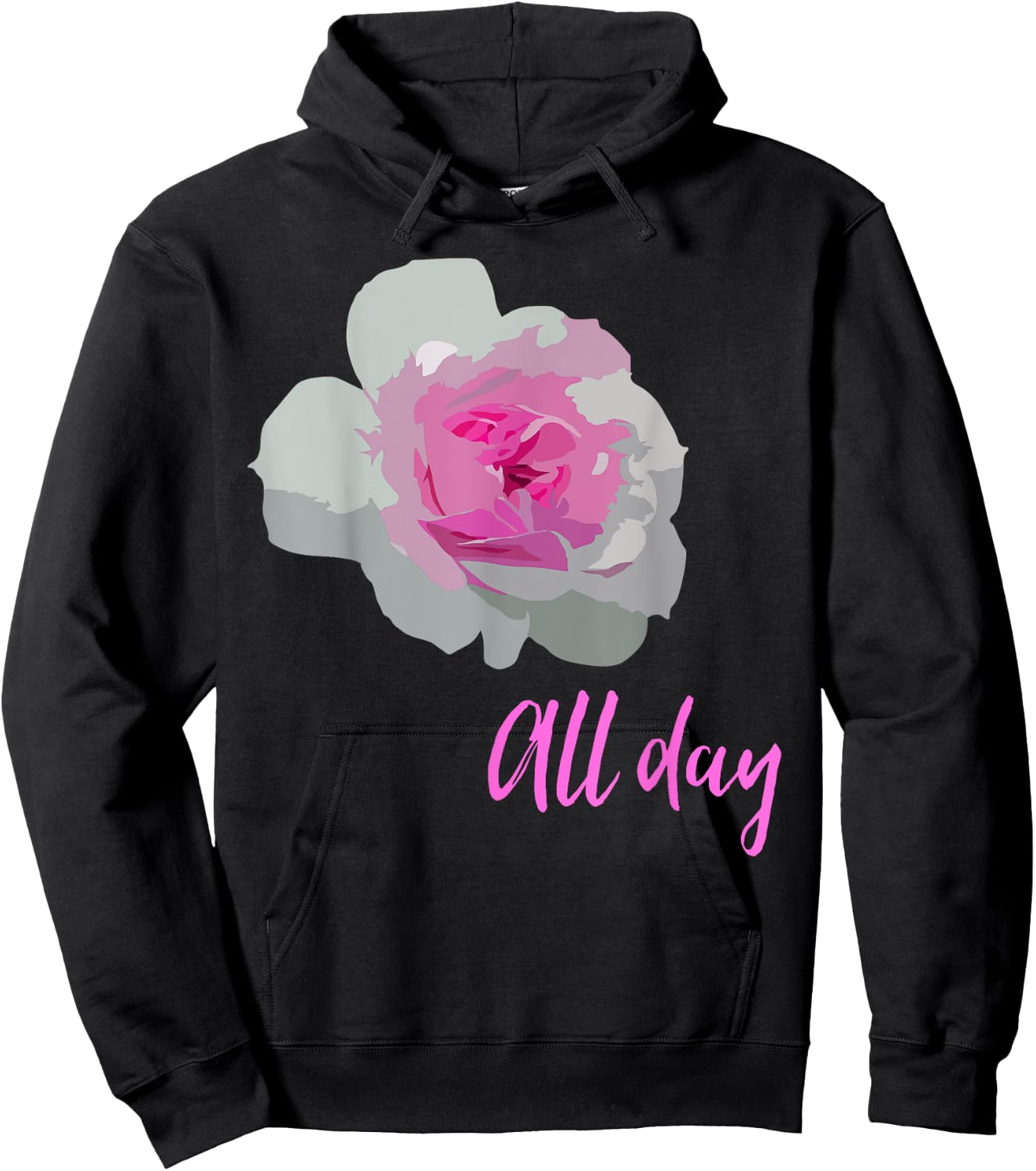 Rose All Day - Cute Wine Hoodie - Hoodie | Black