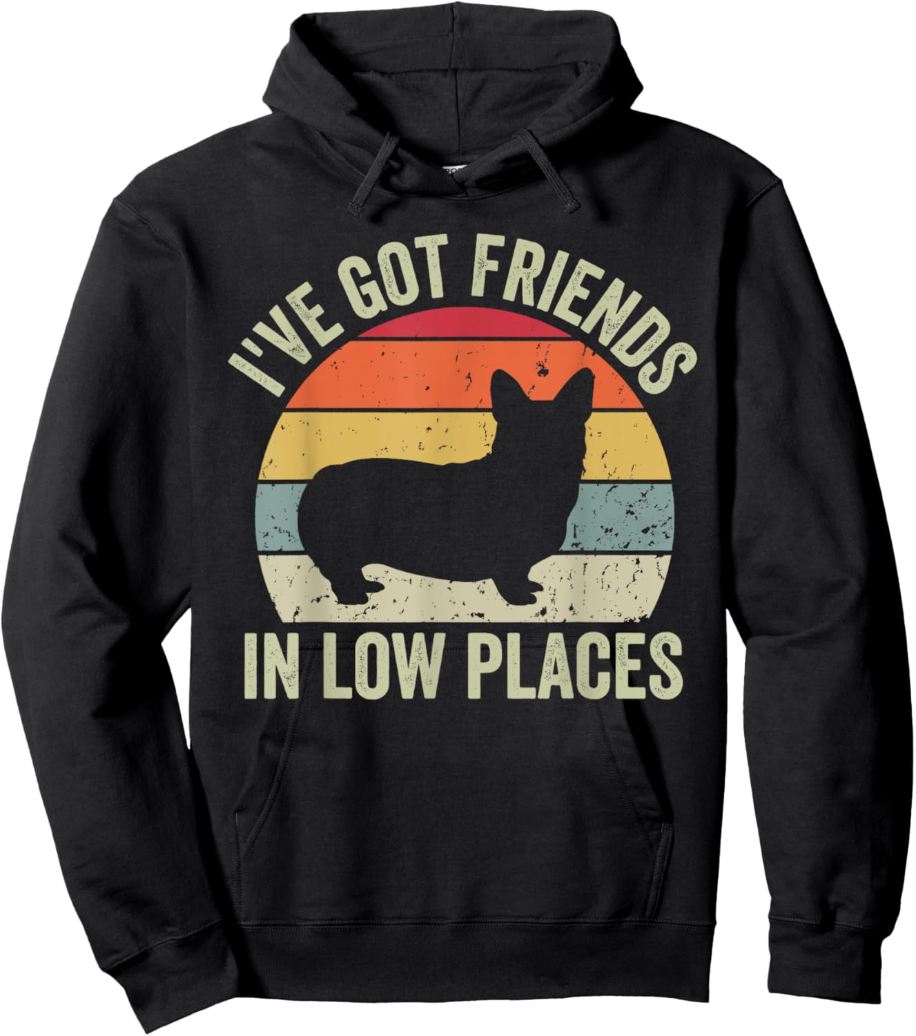 I've Got Friends In Low Places Funny Corgi Dog Lover Hoodie - Hoodie | Black