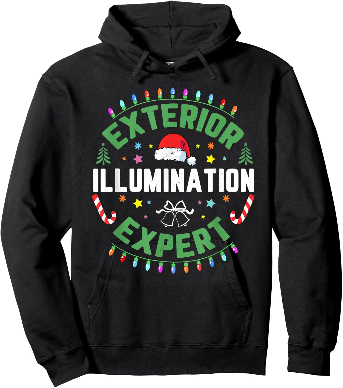 Exterior Illumination House Decor Expert Funny Christmas Hoodie - Hoodie | Black