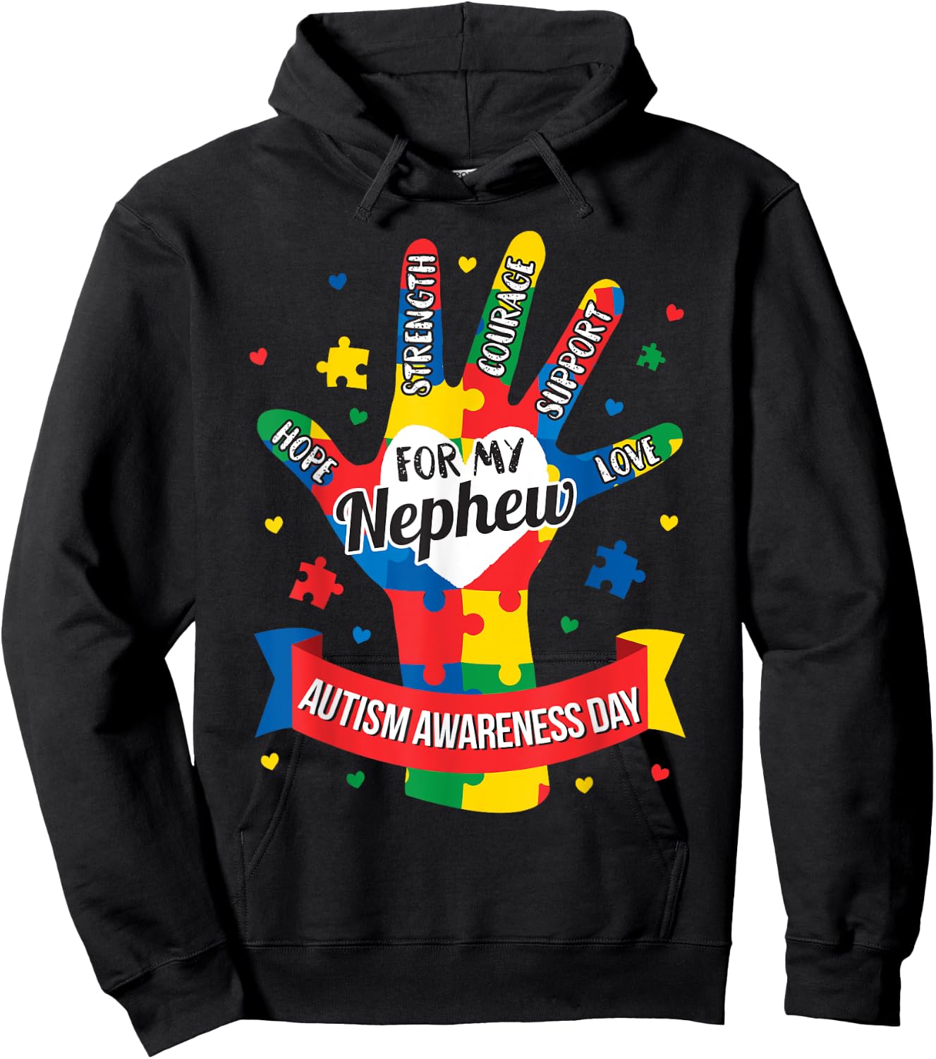 Autism Awareness Shirt Nephew Aunt Uncle Puzzle Boys Hoodie - Hoodie | Black
