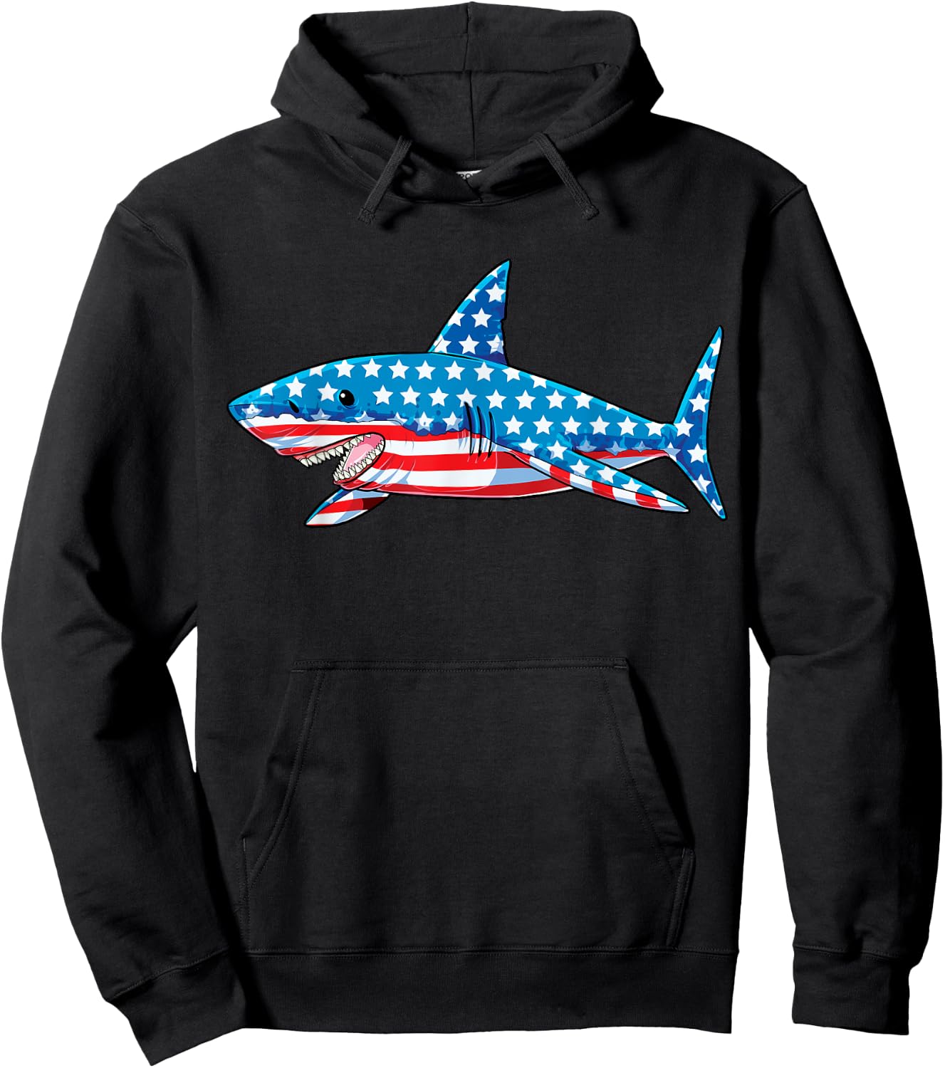 Shark 4th of July American Flag Boys Kids Men Jawsome Youth Hoodie - Hoodie | Black