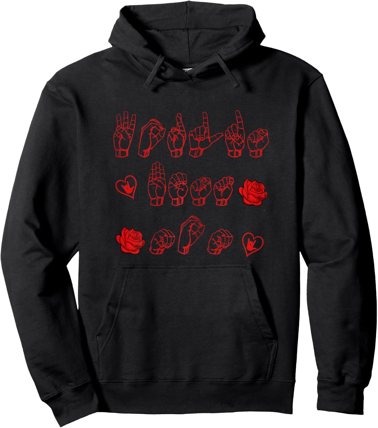 ASL American Sign Language - Worlds Best Mom T shirt Hoodie - Hoodie | Black