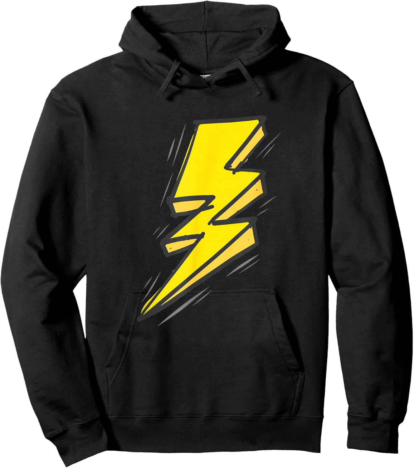 Jagged Yellow Lightning Strike Bolt Hoodie - Hoodie | Black