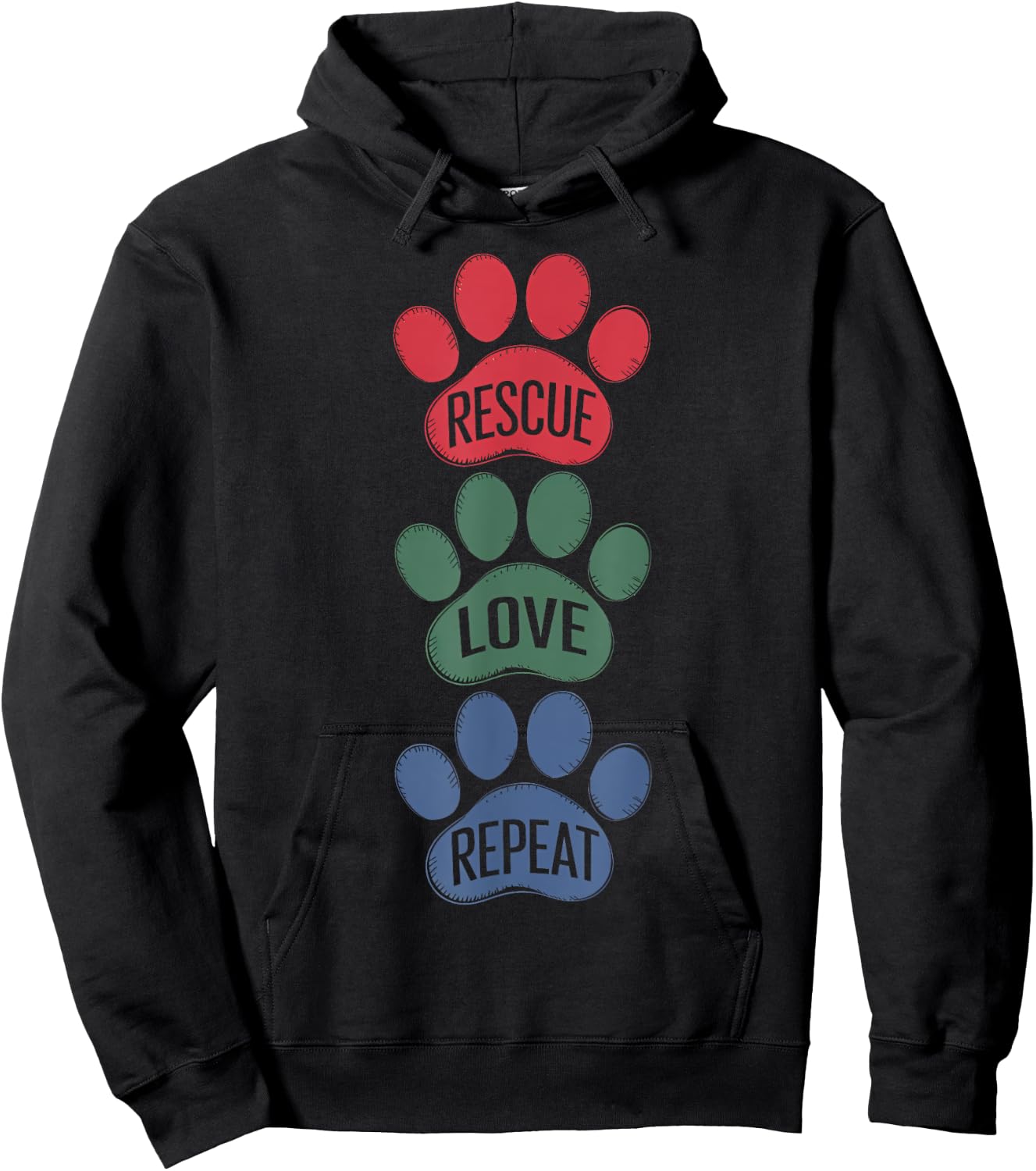 Animal Shelter Volunteers Rescue Love Repeat Hoodie - Hoodie | Black