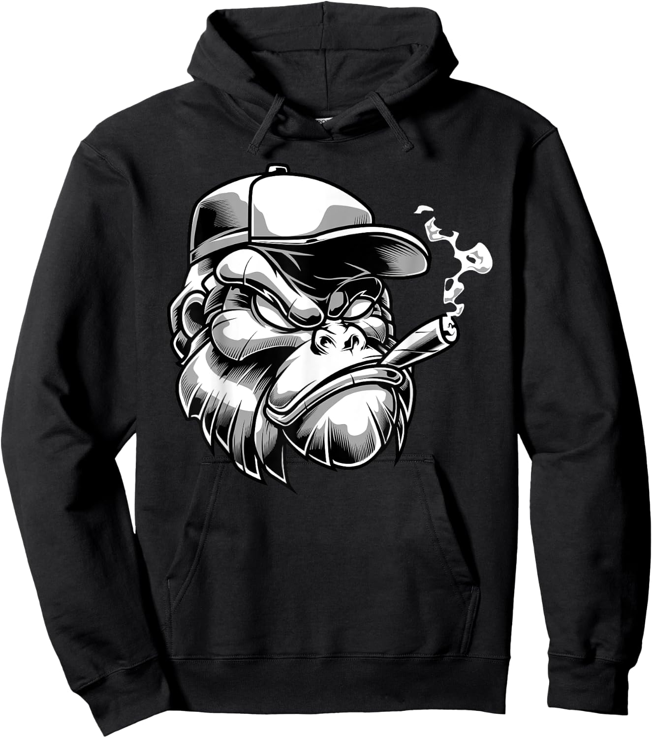 Gorilla with Cigar Silver Back Monkey Gift Hoodie - Hoodie | Black