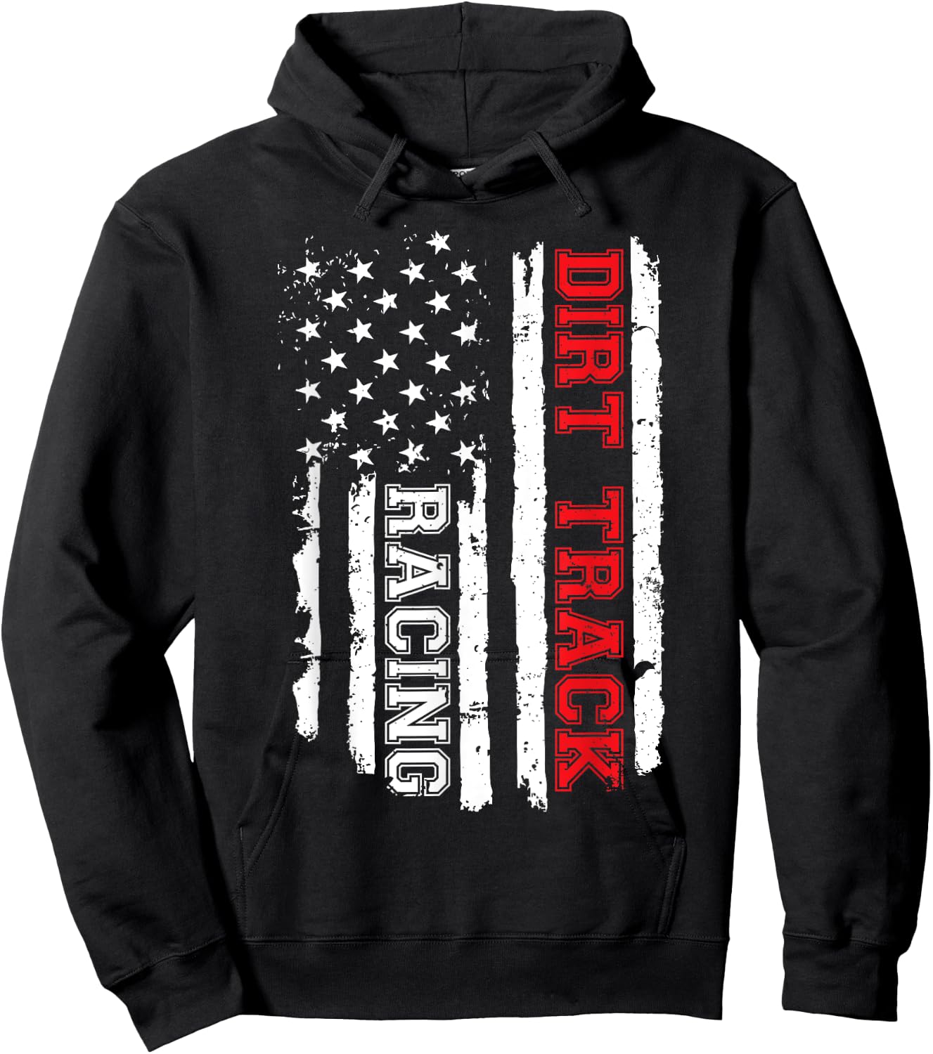 Dirt Track Racing American Flag Hoodie - Hoodie | Black