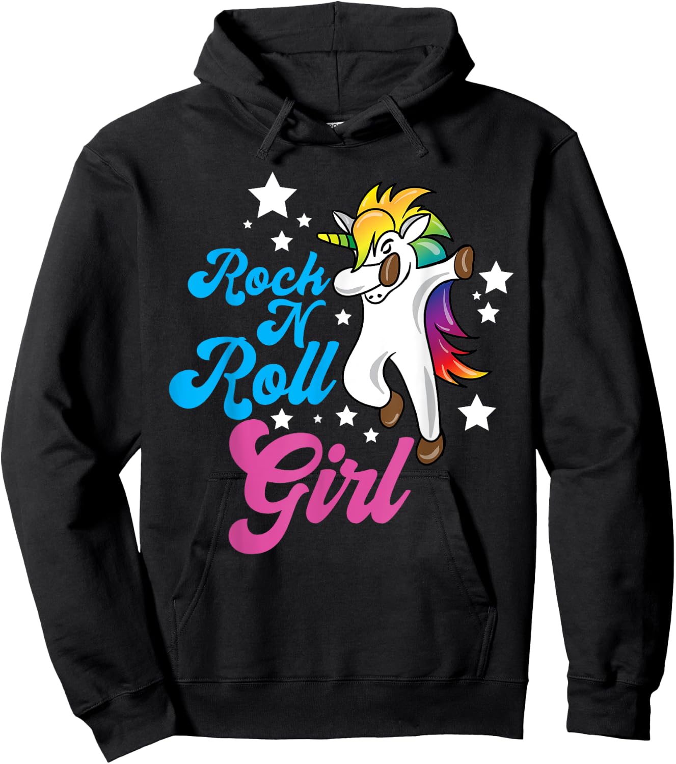 Funny Unicorn Rock n Roll Girl Shirt Rockin Musician Gift Hoodie - Hoodie | Black