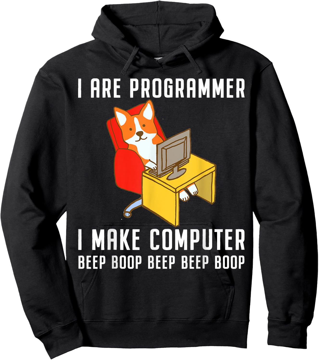 Funny I Are Programmer Programming Coding Nerd Corgi Dog Hoodie - Hoodie | Black