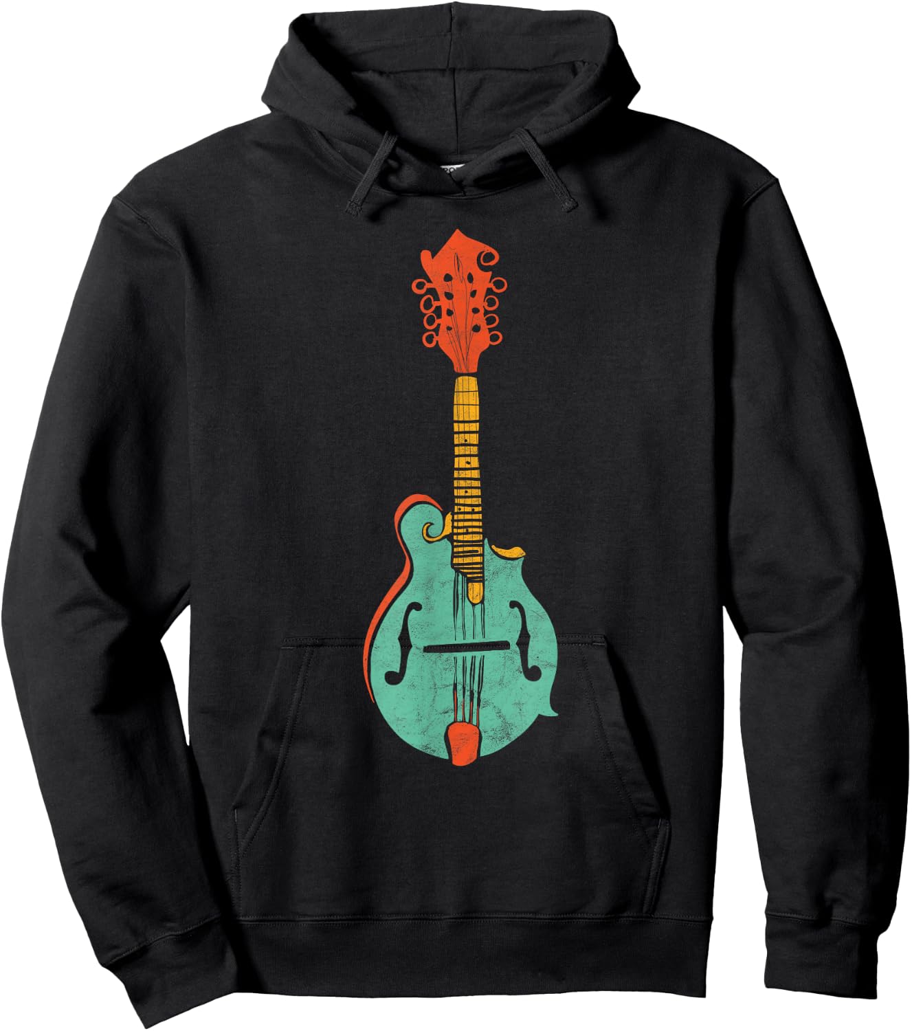 Funky Retro Mandolin Minimalist String Instrument Graphic Hoodie - Hoodie | Black