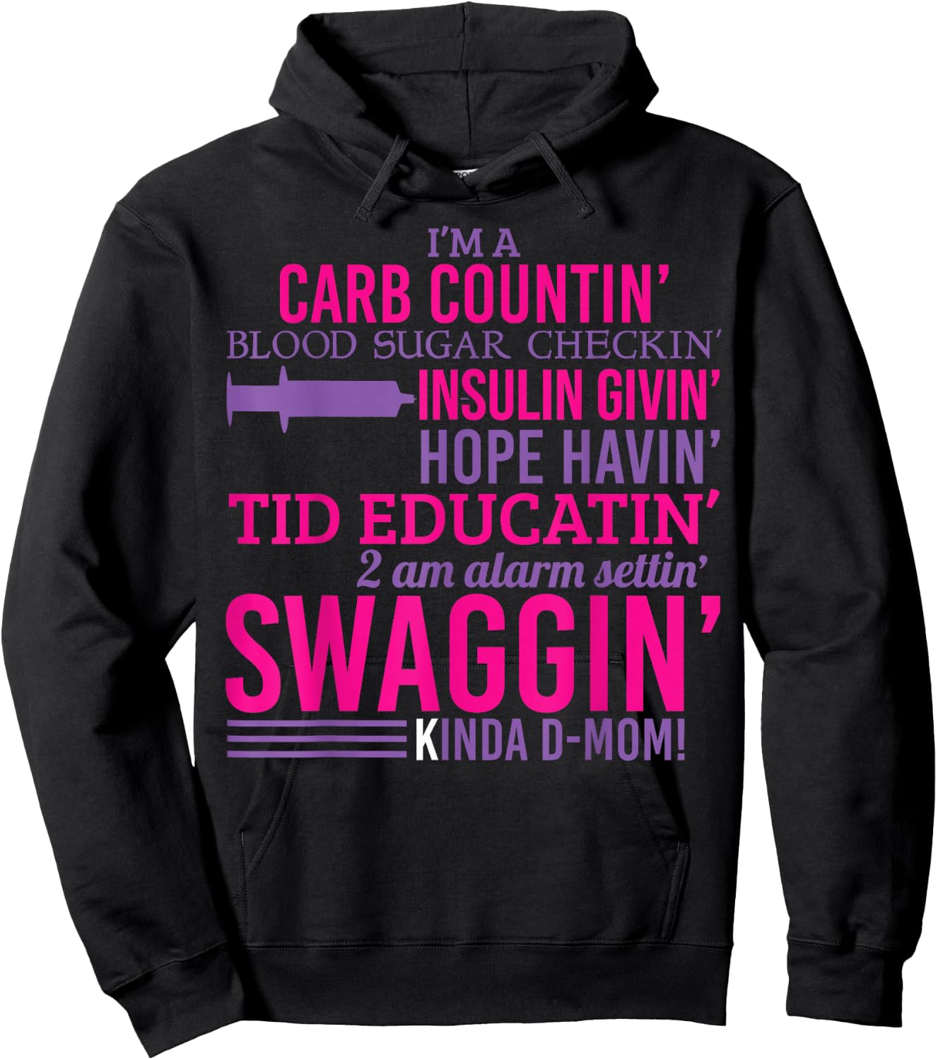 T1D Diabetic Funny Type 1 Diabetes Awareness Men Women Kid Hoodie - Hoodie | Black