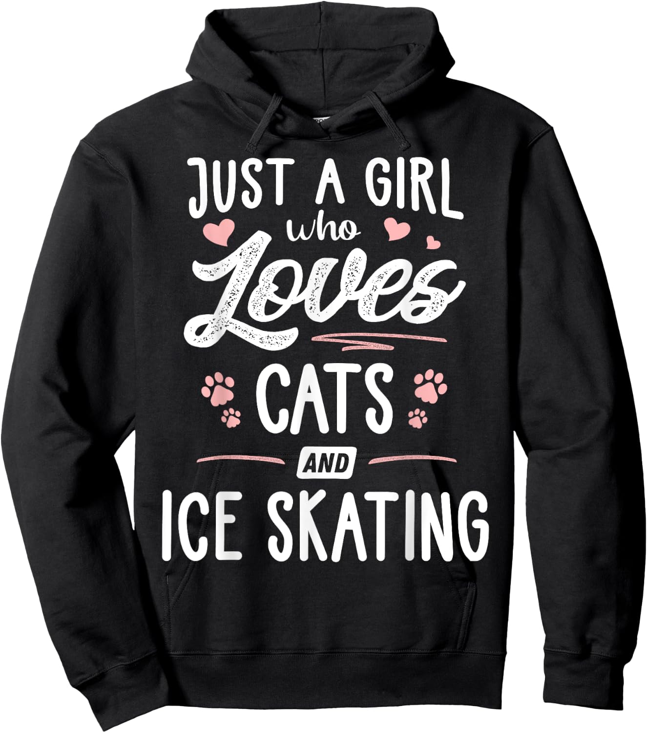 Just A Girl Who Loves Cats And Ice Skating Gift Cat Lover Hoodie - Hoodie | Black