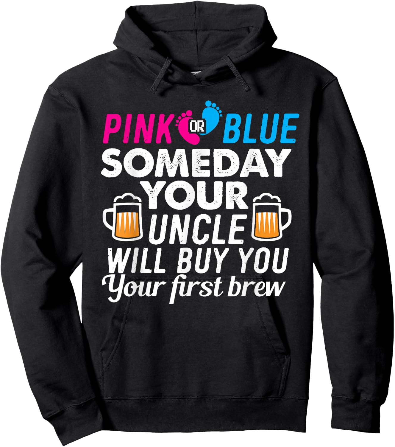 Uncle Gender Reveal Party Pink Blue Boy Girl Hoodie - Hoodie | Black