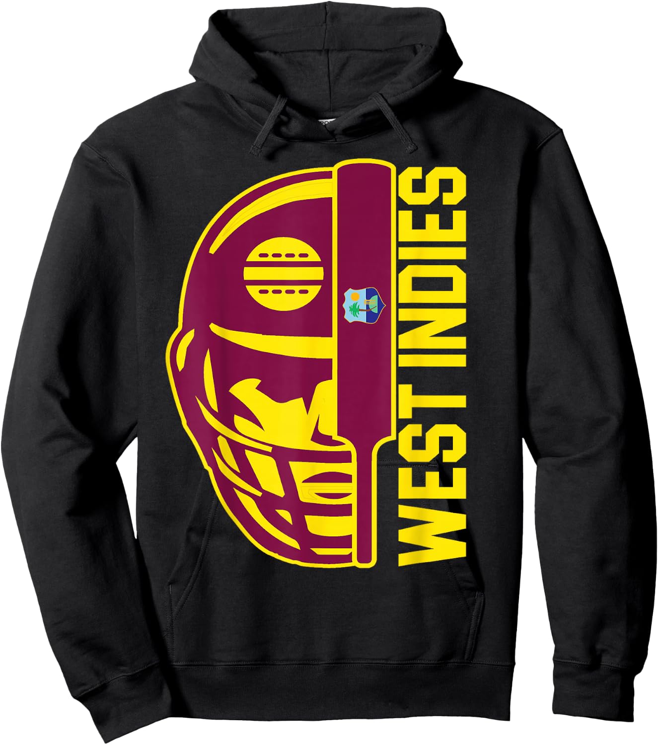 Cricket West Indies Fan Helmet Ball and Bat Design Hoodie - Hoodie | Black